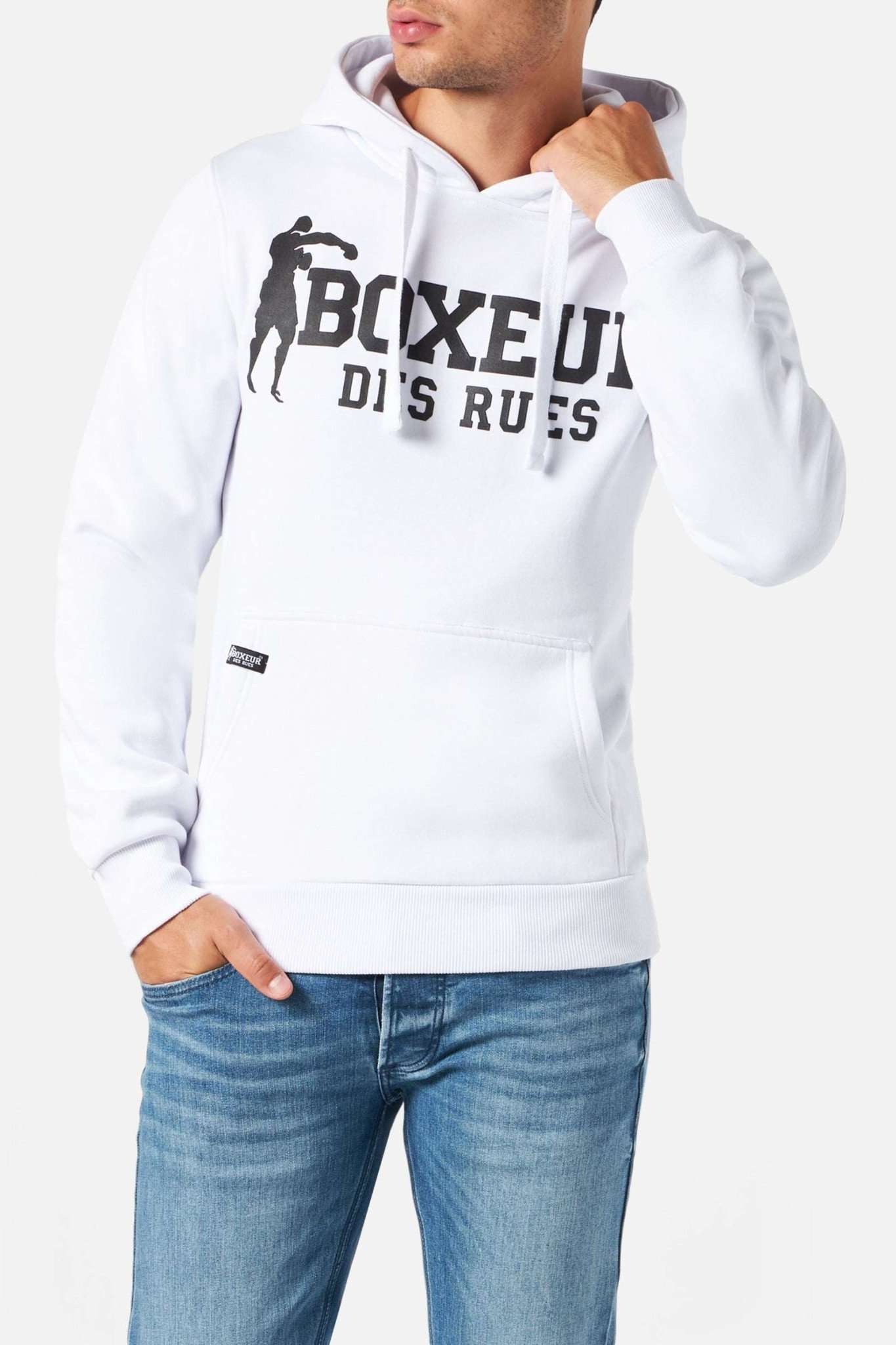 Sweat à capuche Man Hoodie in Whiteblack Sweat à capuche Boxeur des Rues   