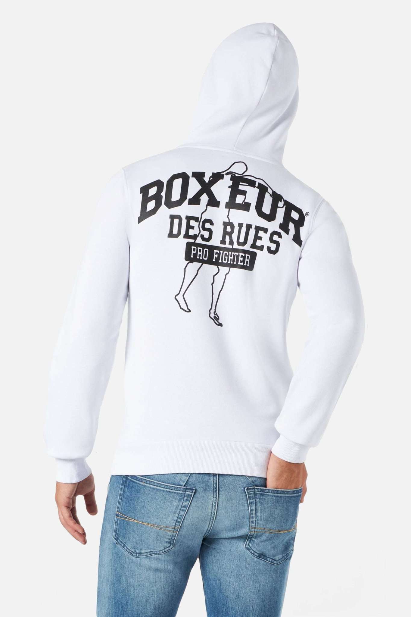 Sweat à capuche Man Hoodie in Whiteblack Sweat à capuche Boxeur des Rues   