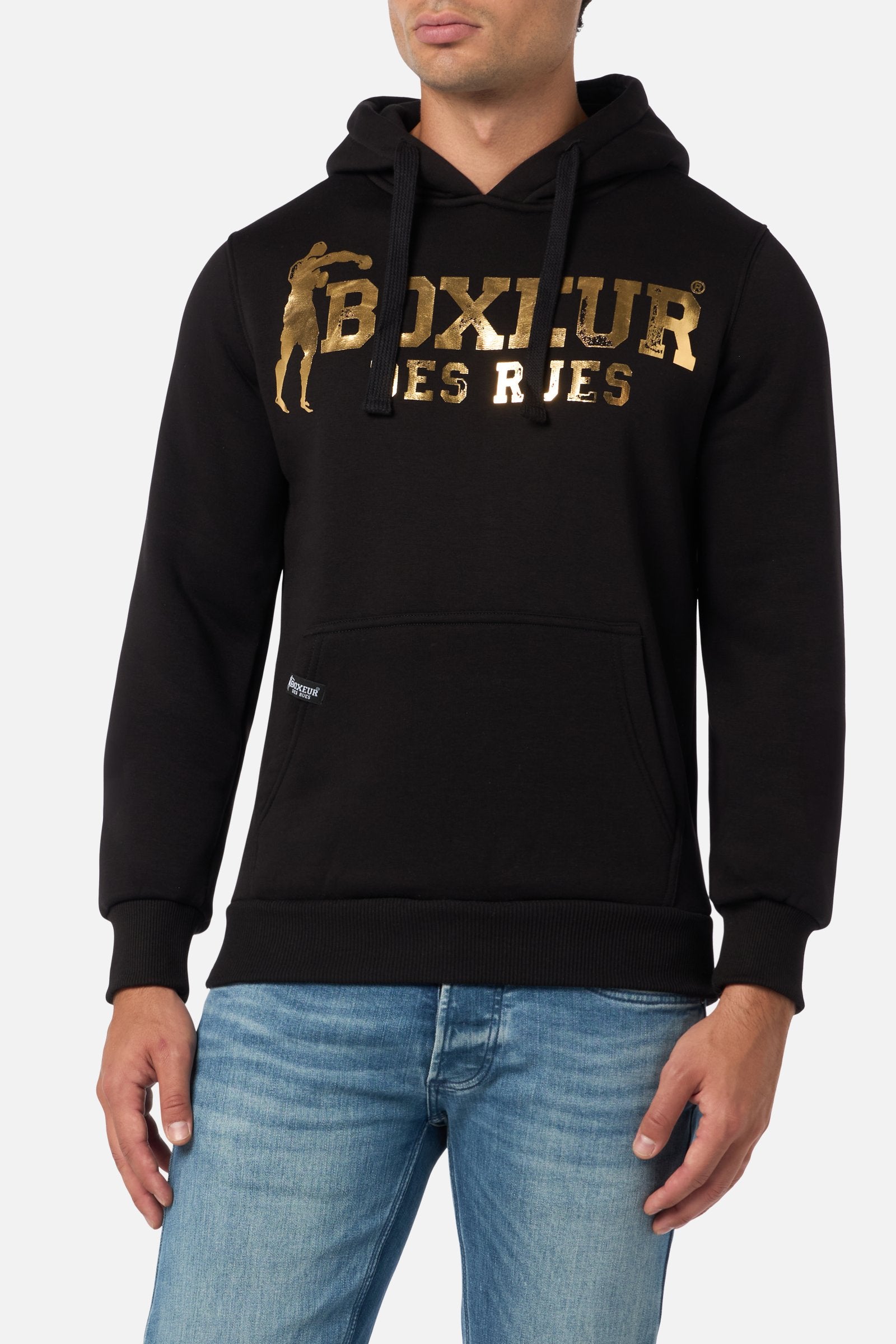 Sweatshirt à capuche noir et or Boxeur des Rues   