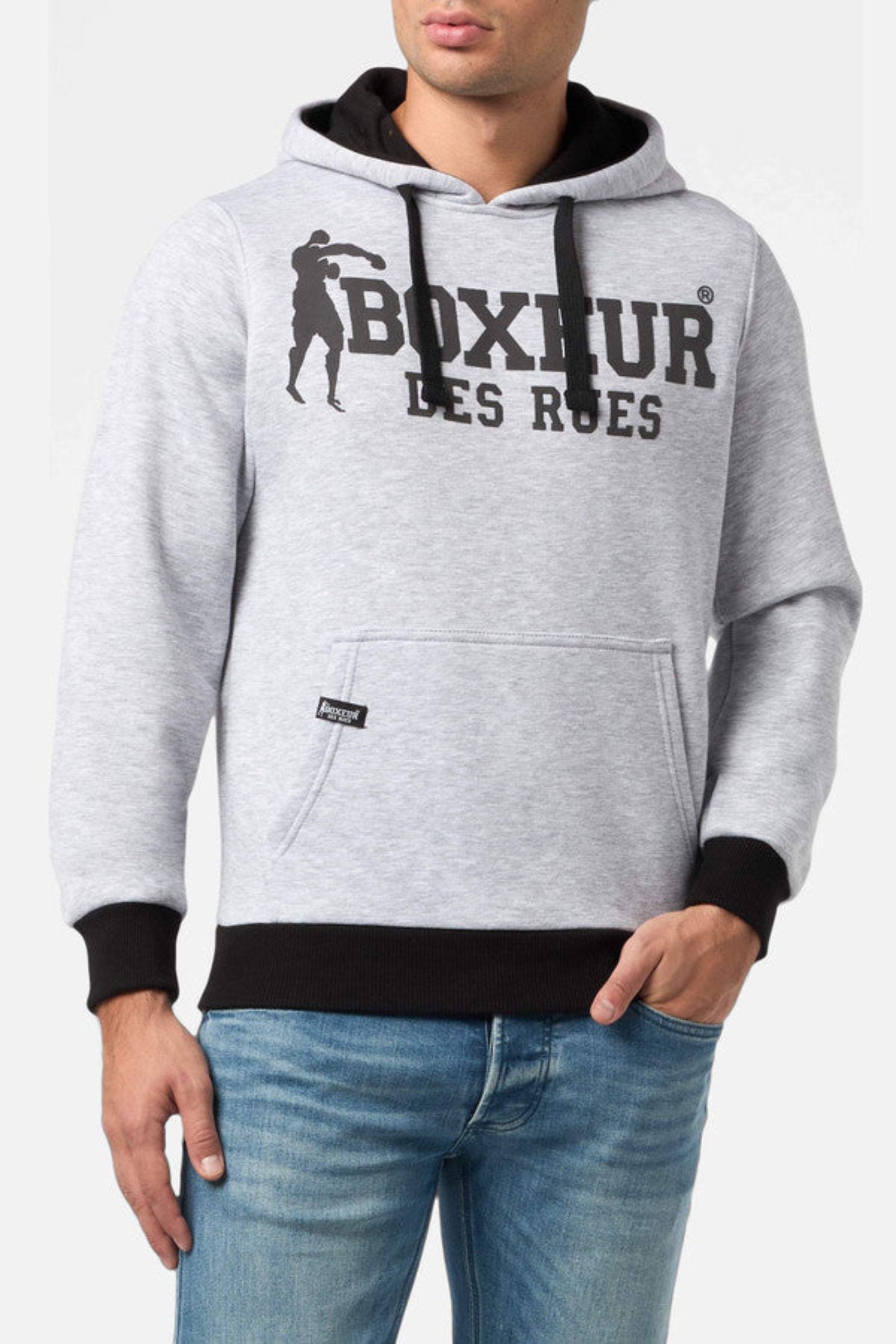 Sweat à capuche in Grey Mel Sweat à capuche Boxeur des Rues   