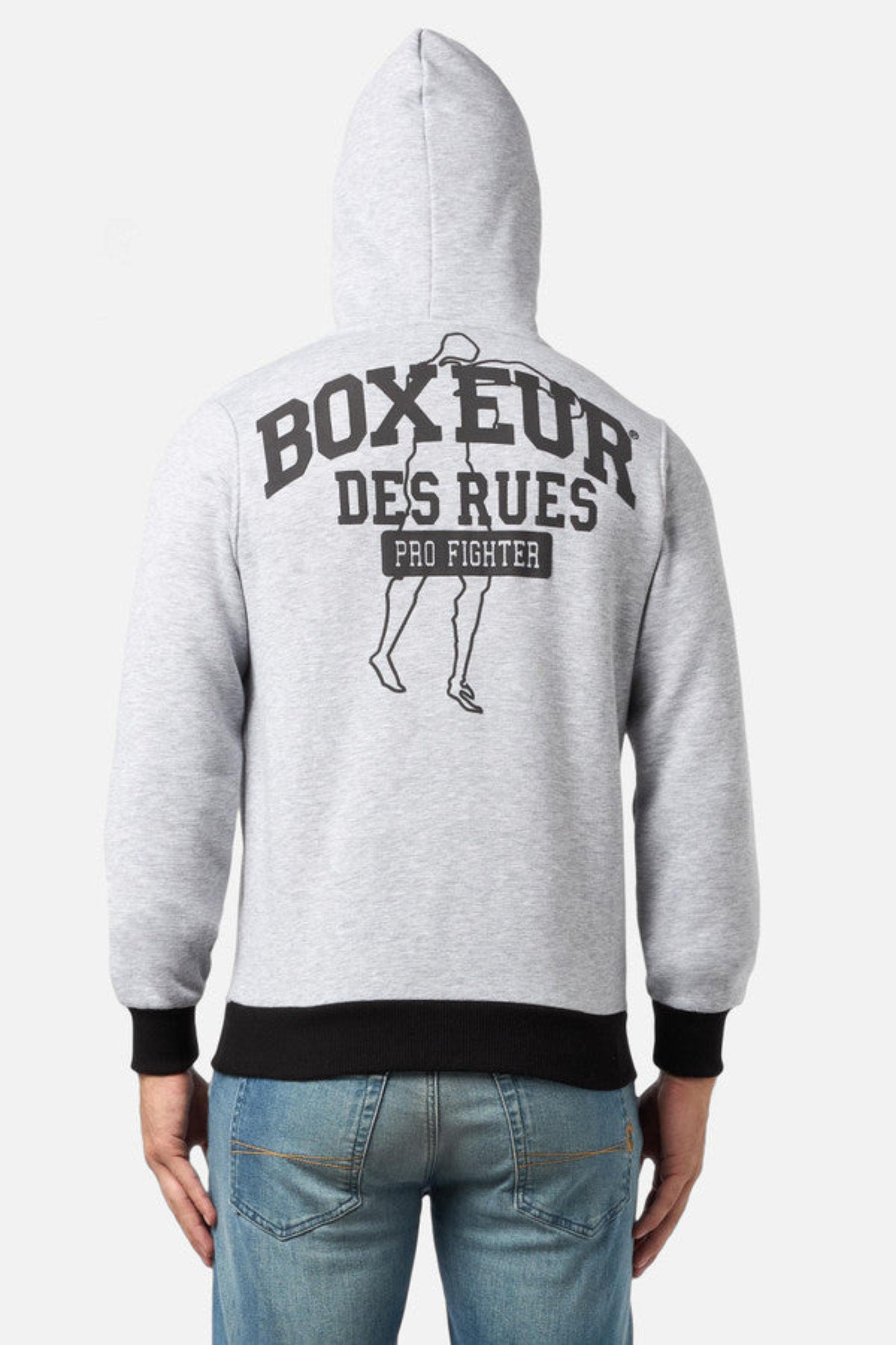 Sweat à capuche in Grey Mel Sweat à capuche Boxeur des Rues   