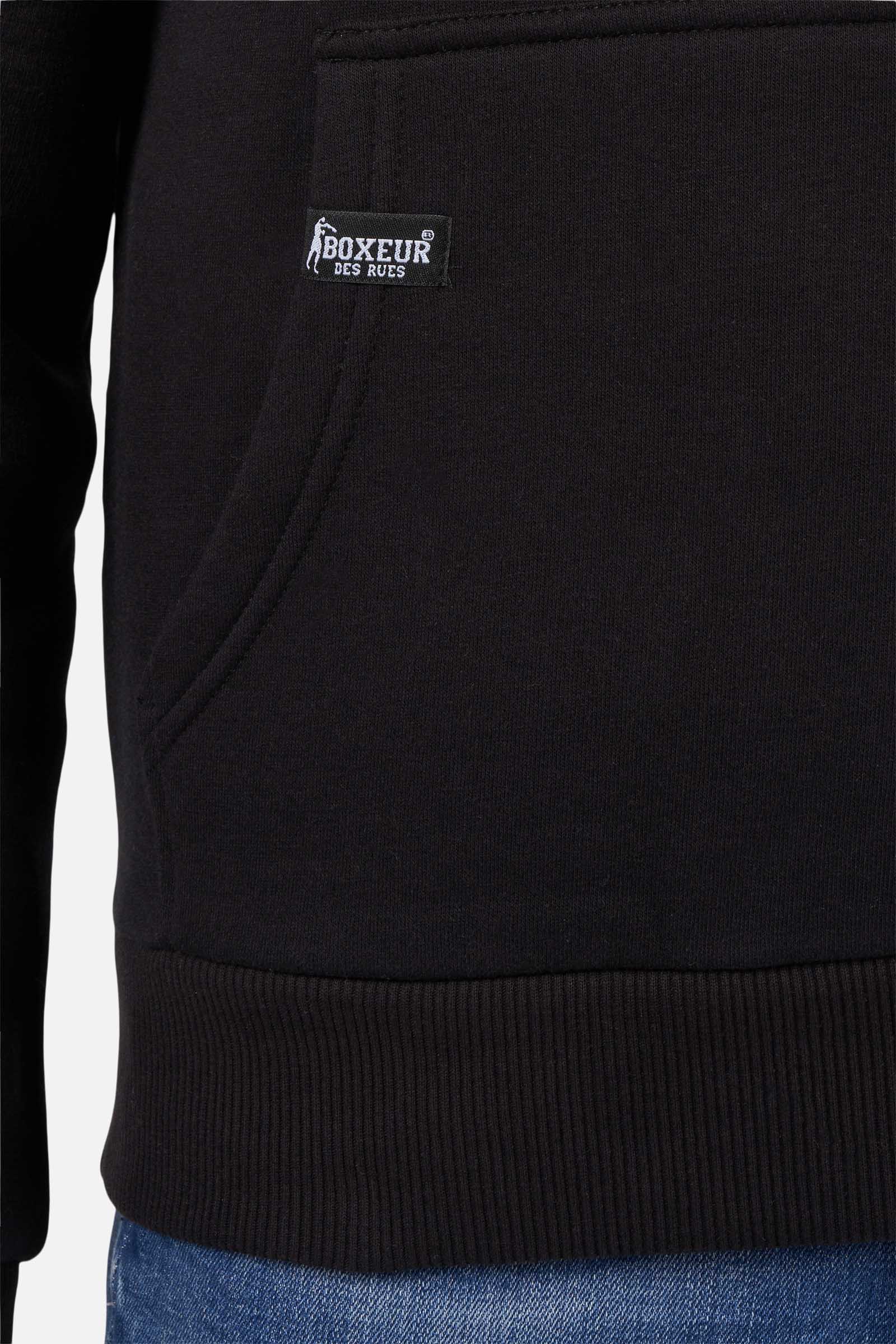 Sweat-shirt à capuche avec fermeture éclair en noir et or