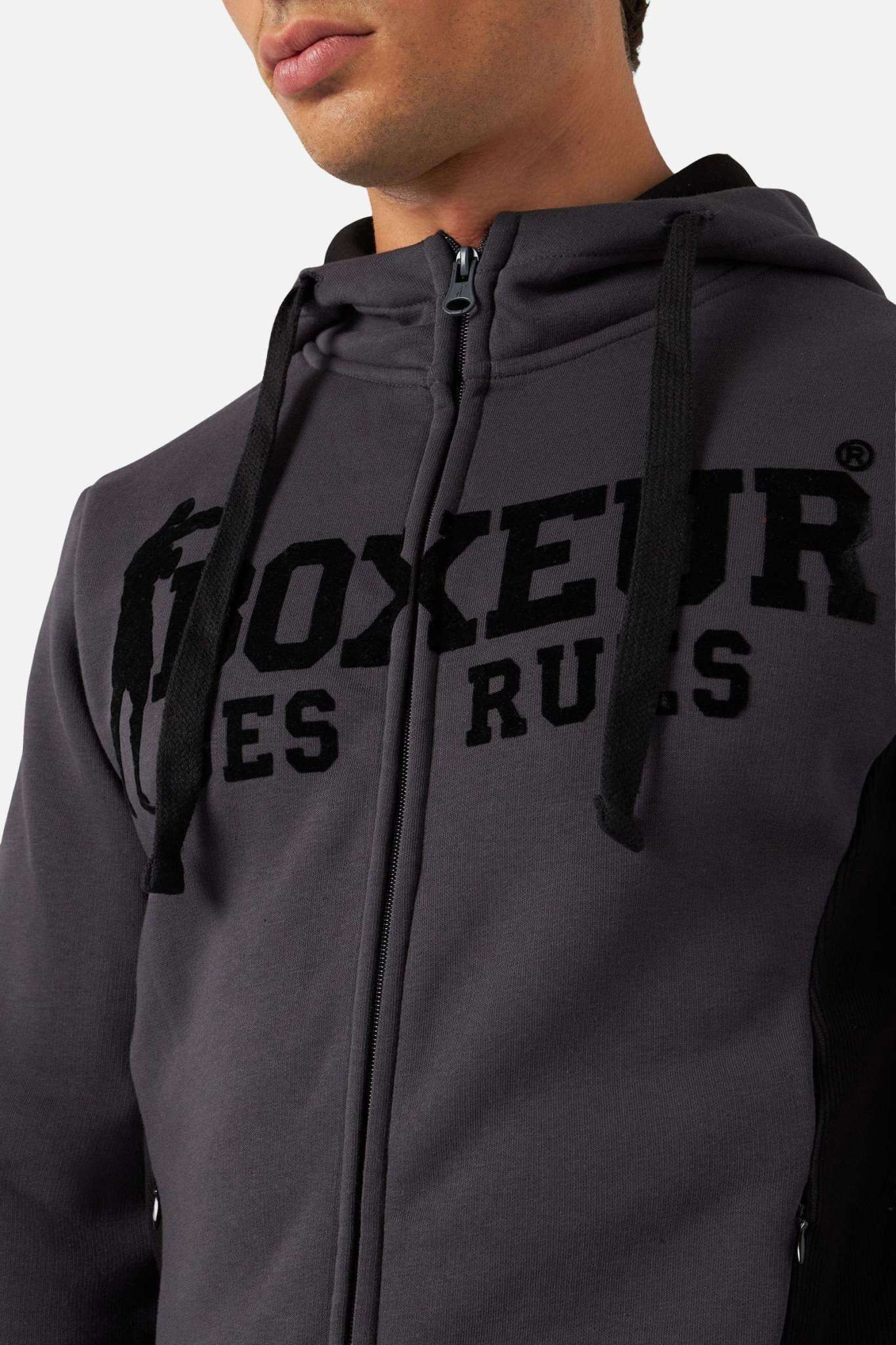 Sweat-shirt à capuche à zip intégral Anthracite Sweat-shirts Boxeur des Rues   