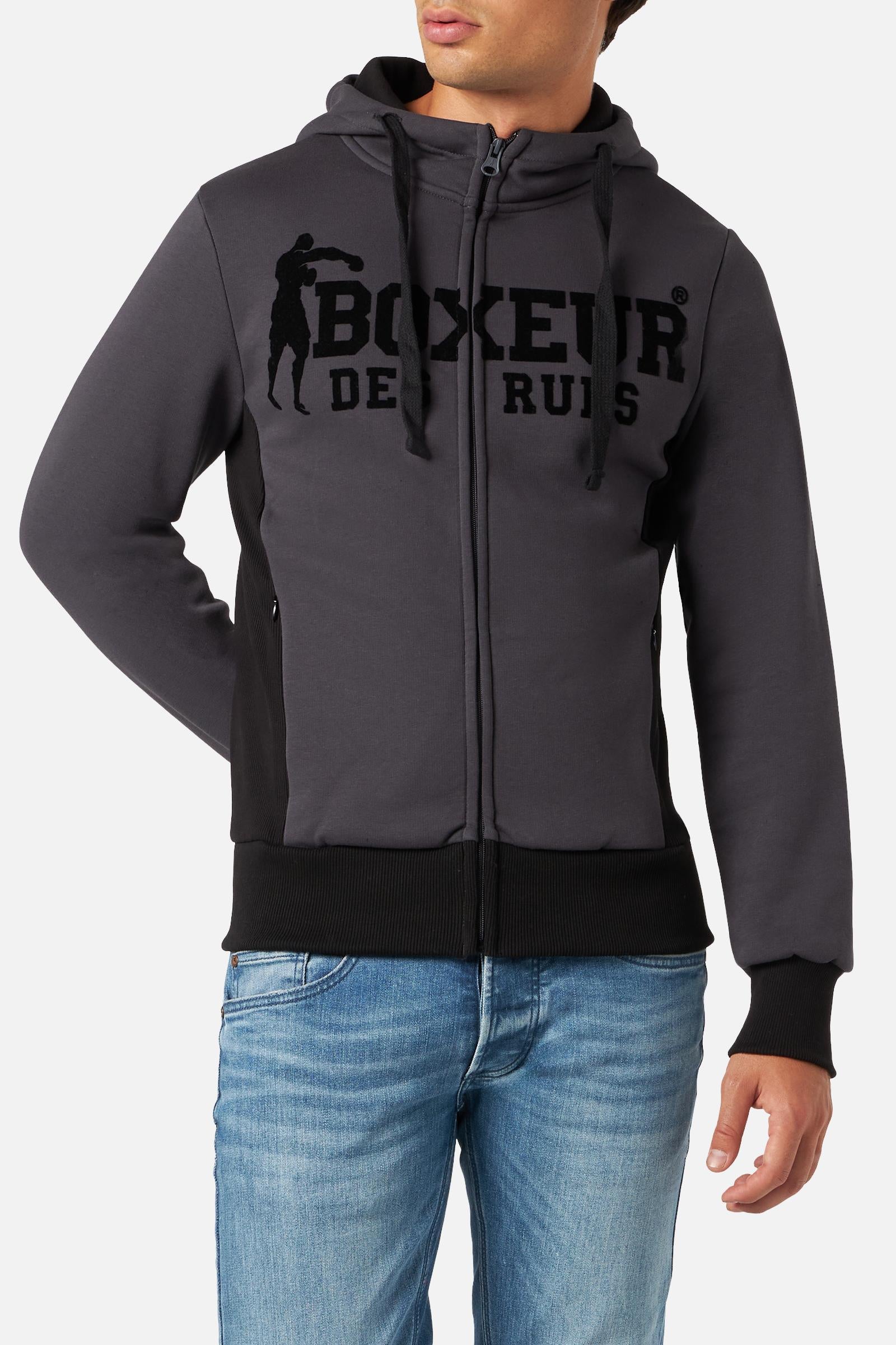 Sweat-shirt à capuche à zip intégral Anthracite Sweat-shirts Boxeur des Rues   