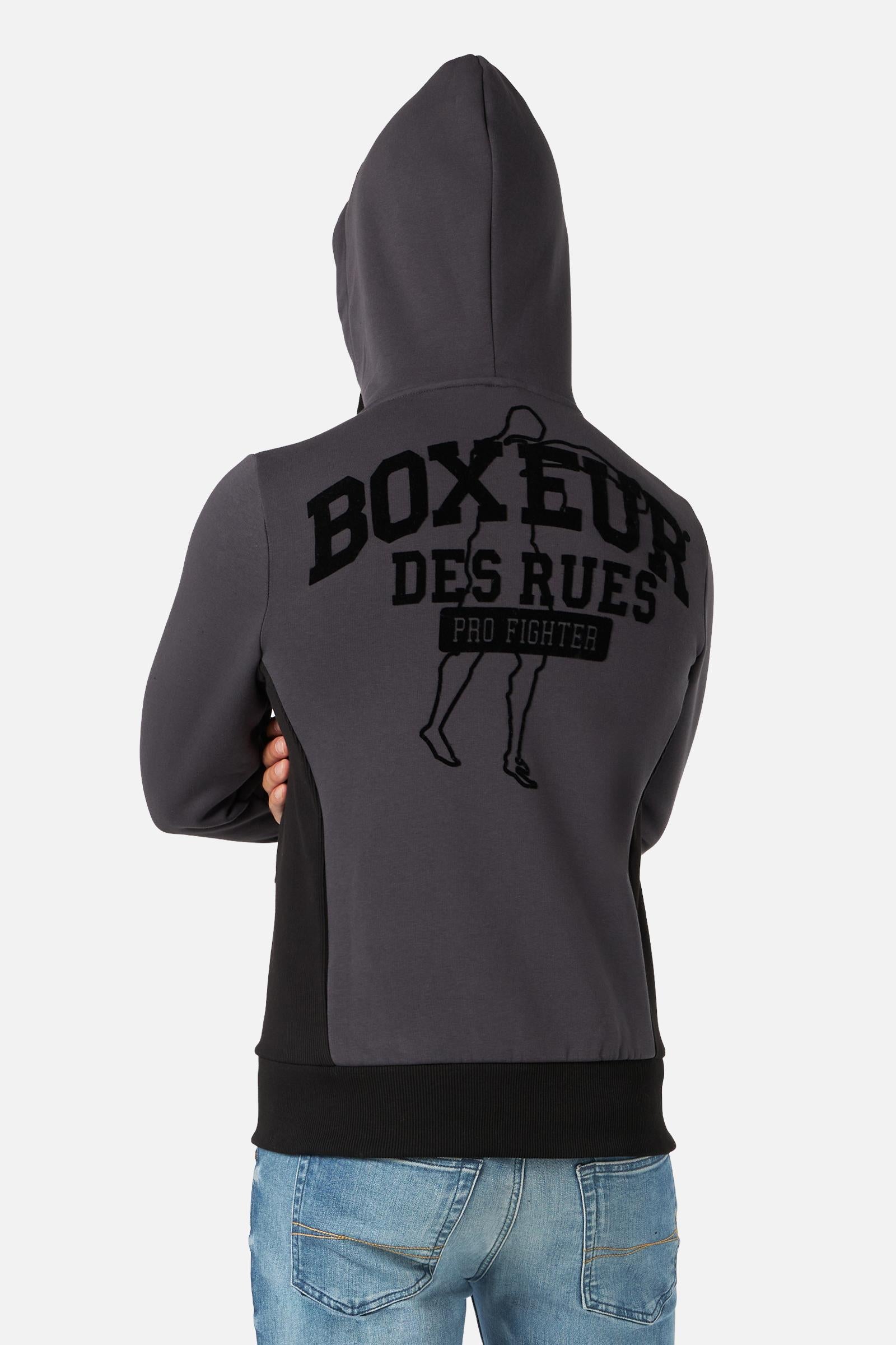 Sweat-shirt à capuche à zip intégral Anthracite Sweat-shirts Boxeur des Rues   