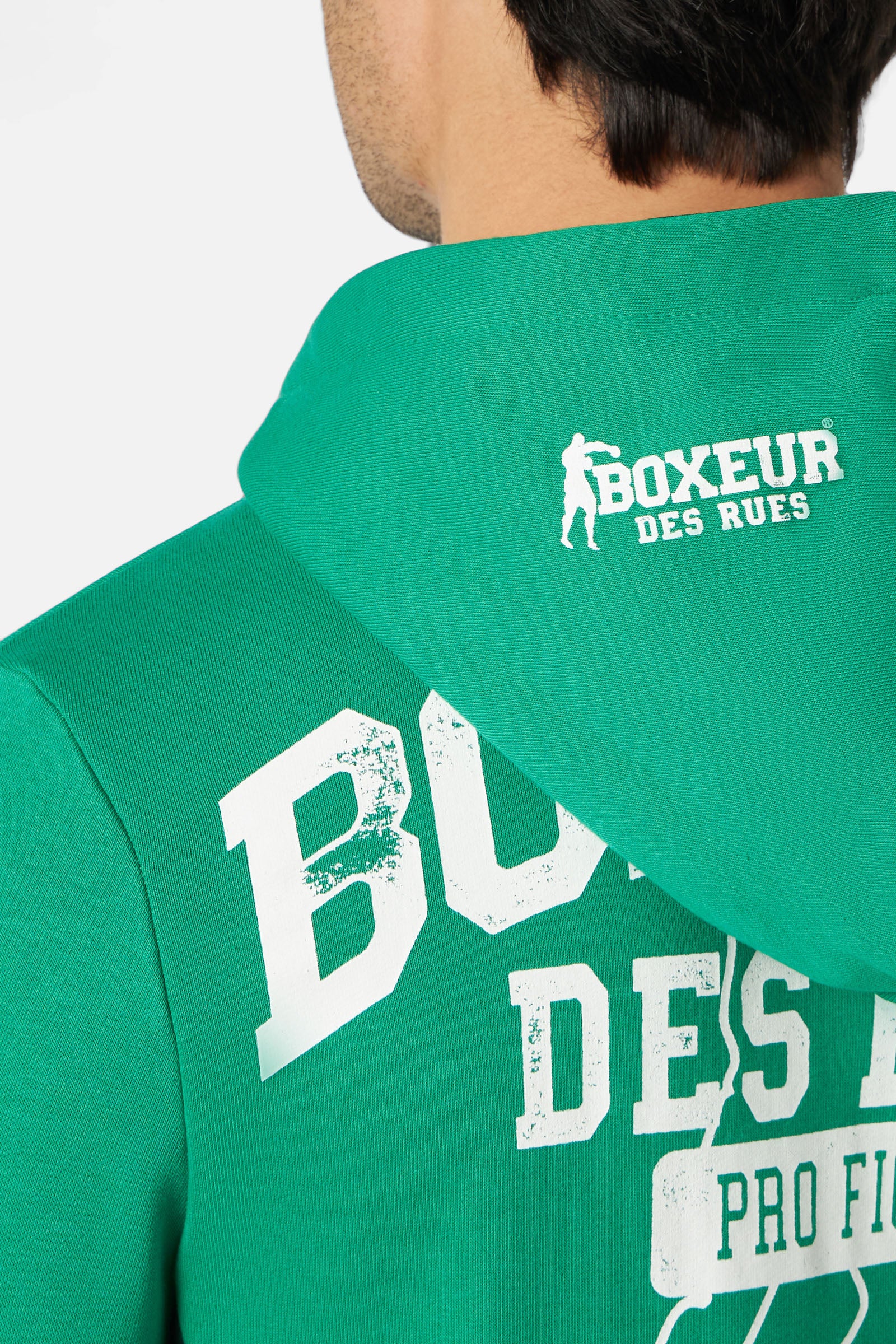 Sweat-shirt à capuche à zip intégral en vert Vestes de sweat Boxeur des Rues   