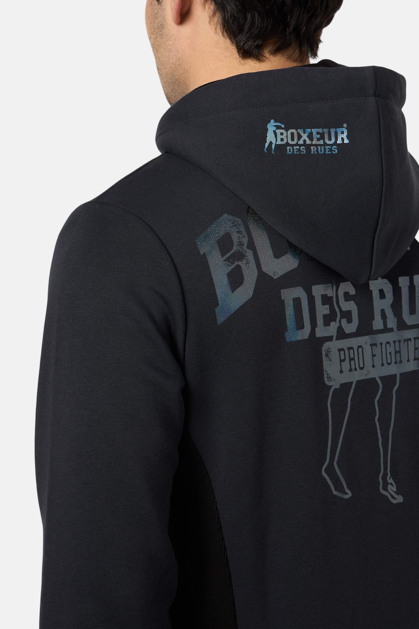 Sweat-shirt à capuche à zip intégral en anthracite