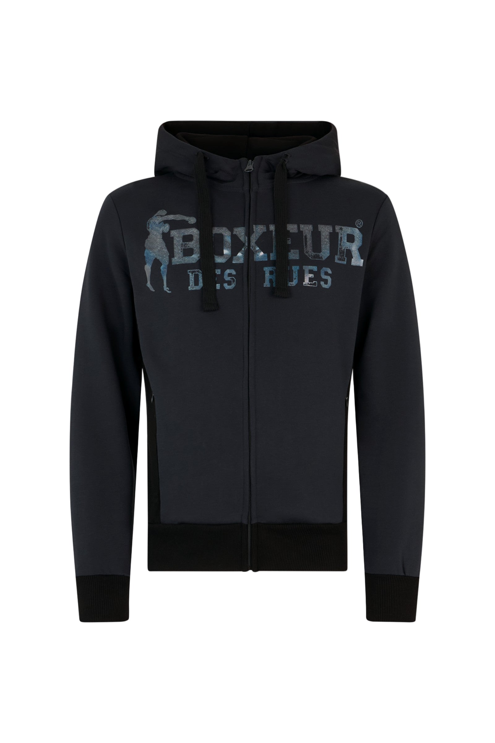 Sweat-shirt à capuche à zip intégral en anthracite