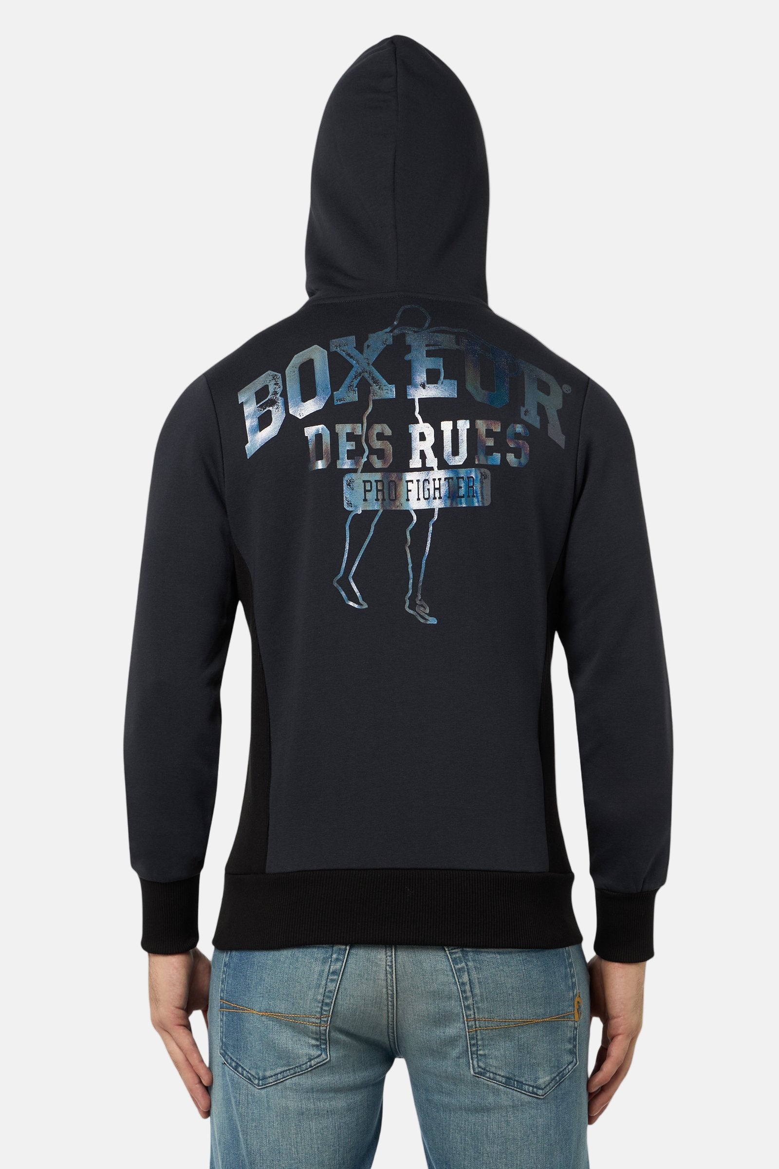 Sweat-shirt à capuche à zip intégral en anthracite