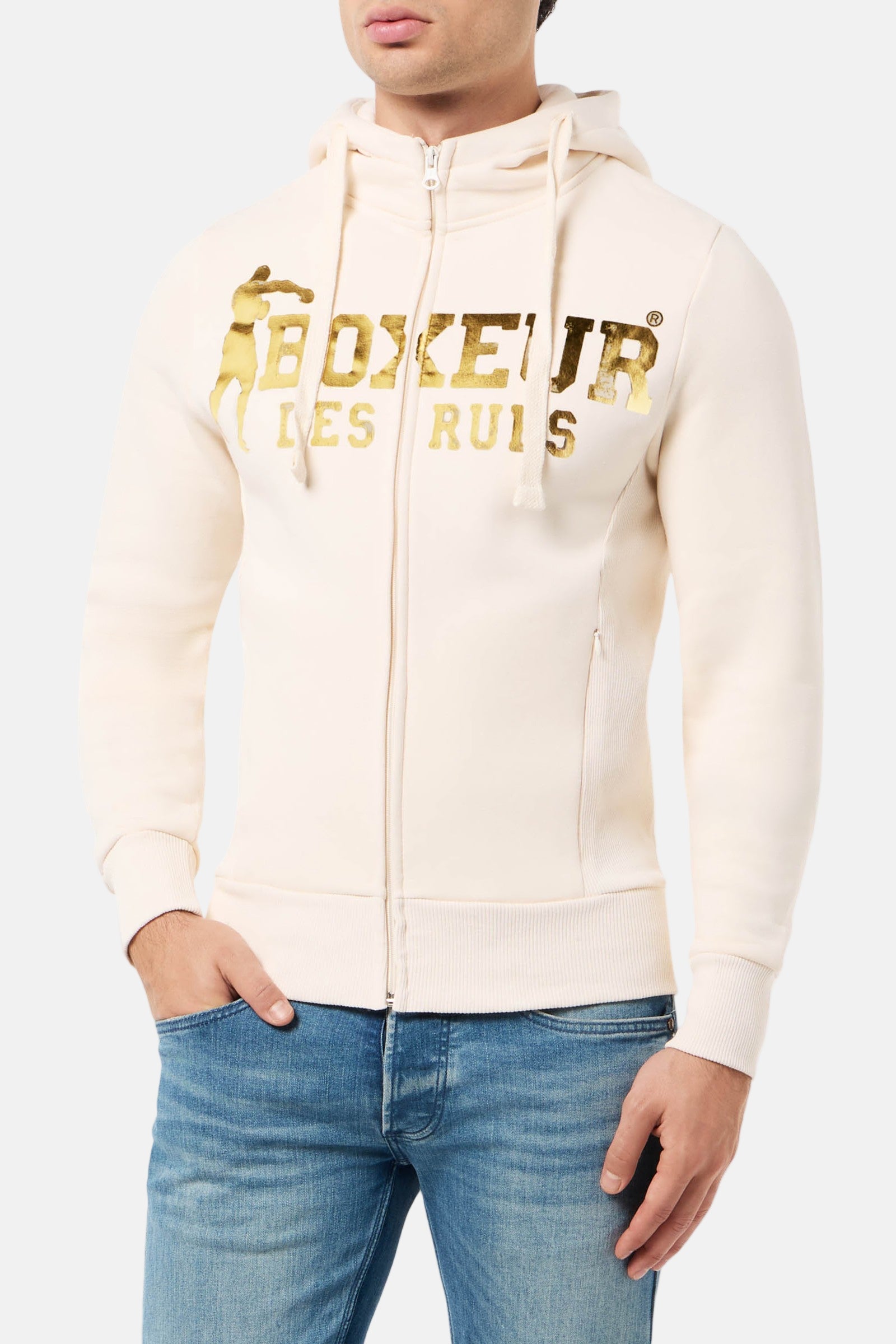 Sweat-shirt à capuche à fermeture complète en beurre