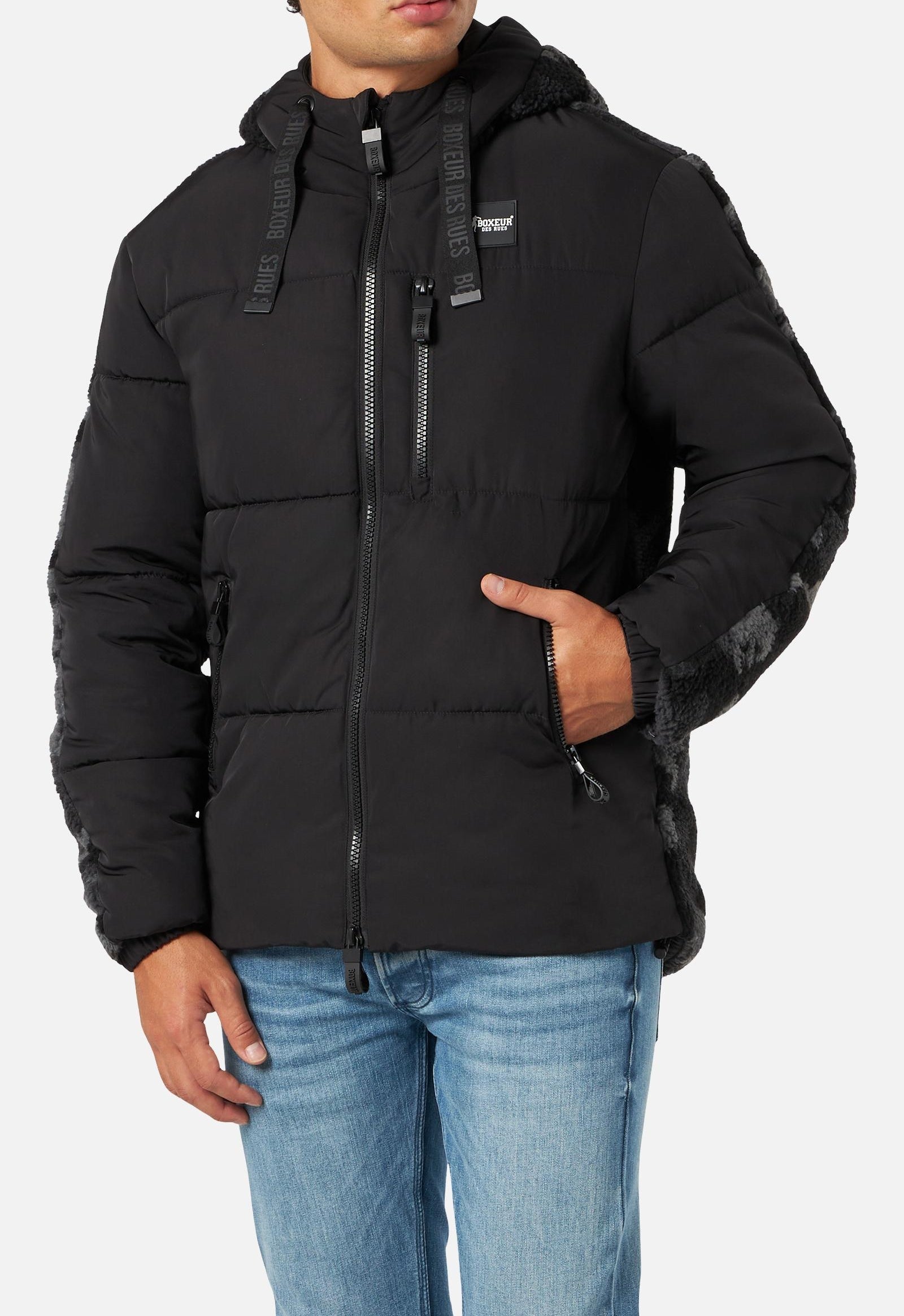 Man Padded Jacket W/Sherpa à Noir Vestes Boxeur des Rues   