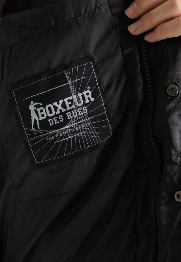 Satin Bomber Jacket in Black Vestes Boxeur des Rues