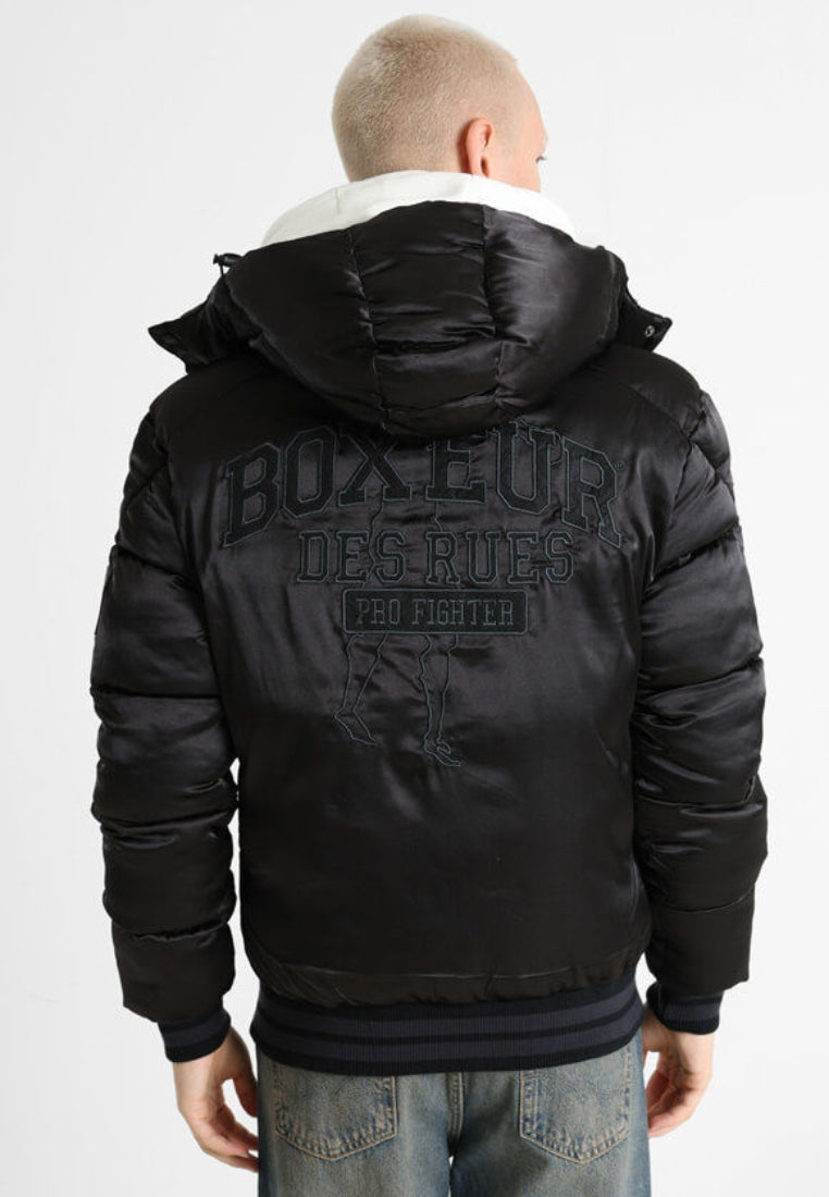 Satin Bomber Jacket in Black Vestes Boxeur des Rues