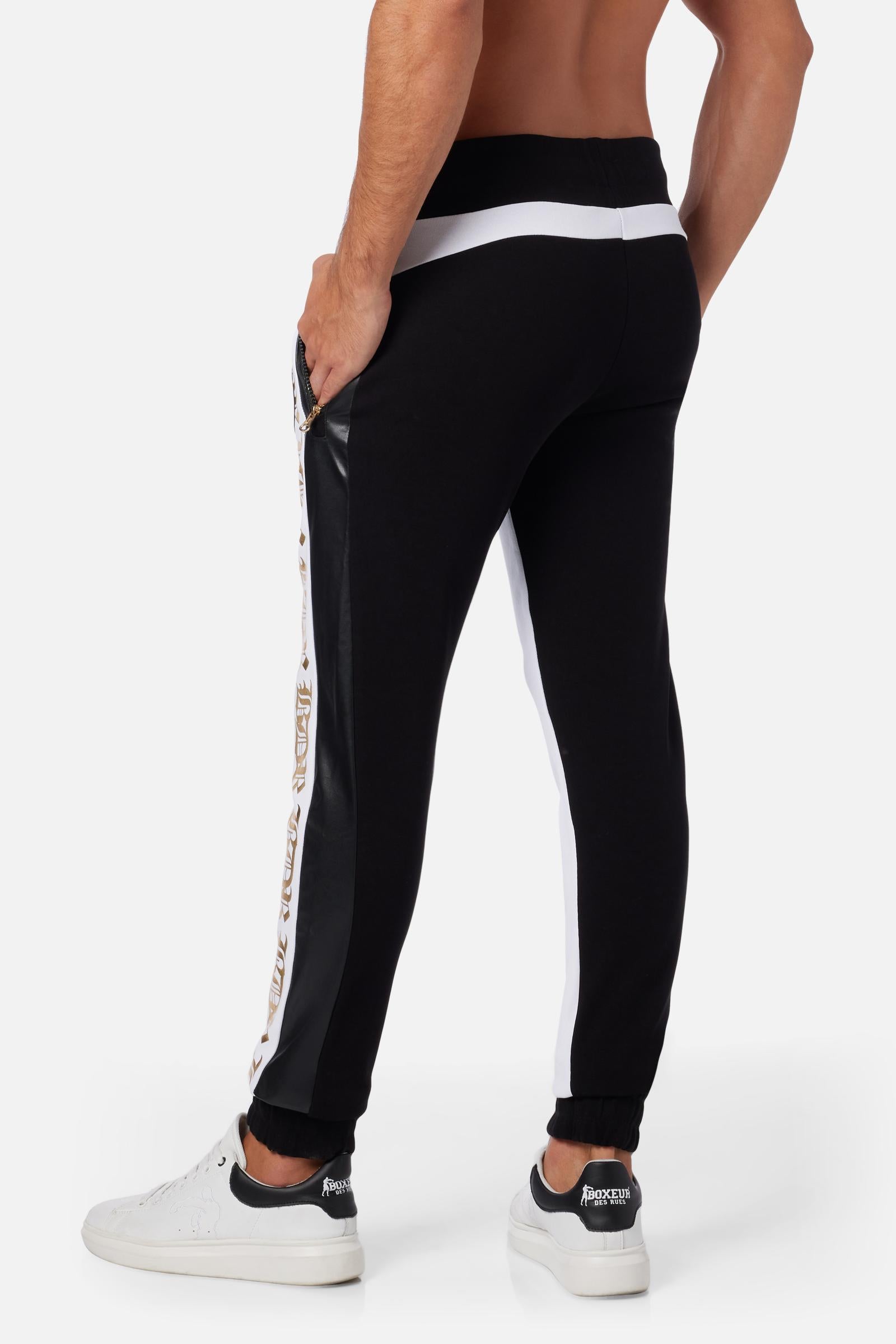 Sweatpants bicolores en noir-blanc Pantalons Boxeur des Rues   