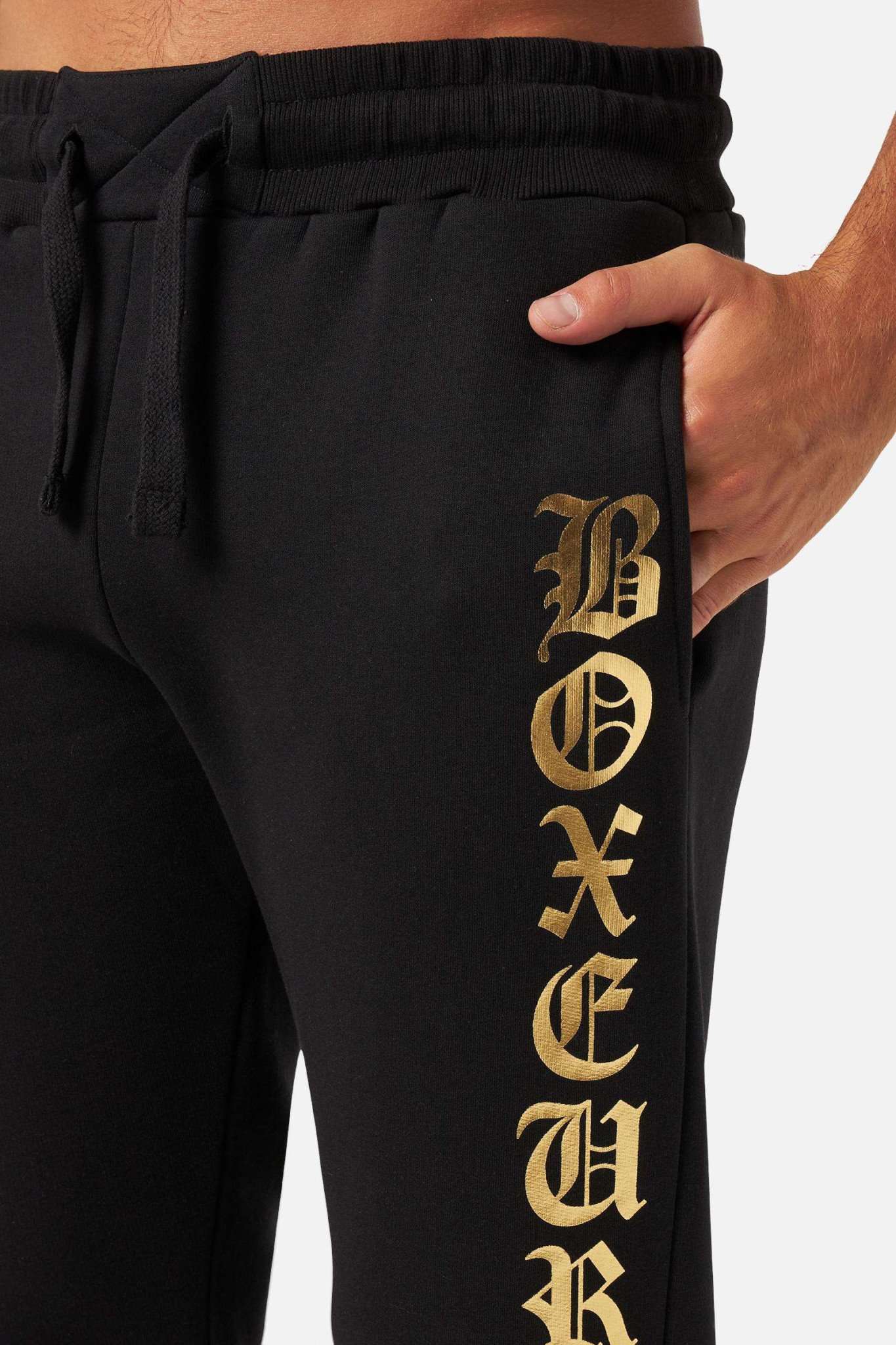 Sweatpants imprimés en noir Pantalons Boxeur des Rues   