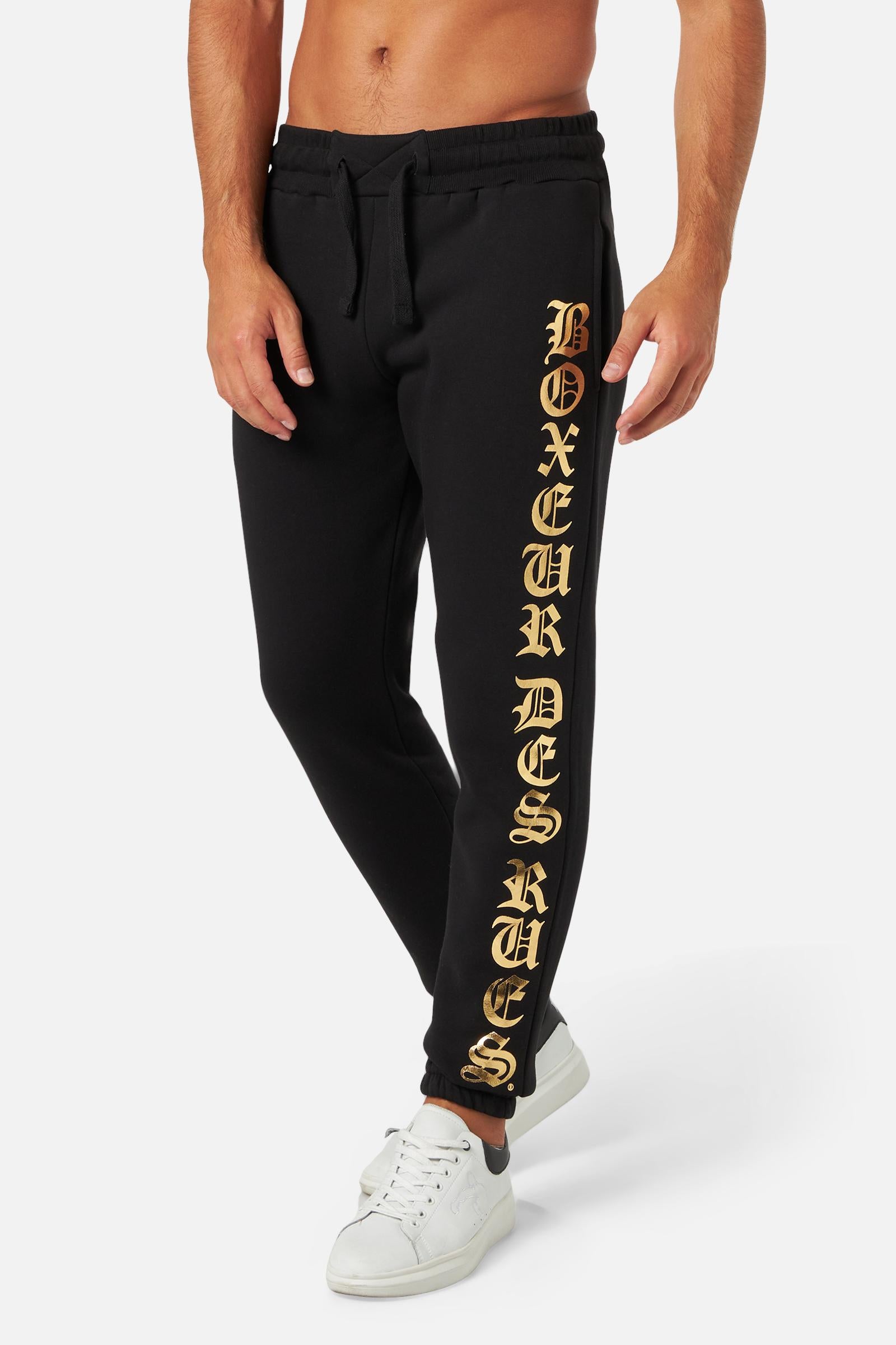 Sweatpants imprimés en noir Pantalons Boxeur des Rues   