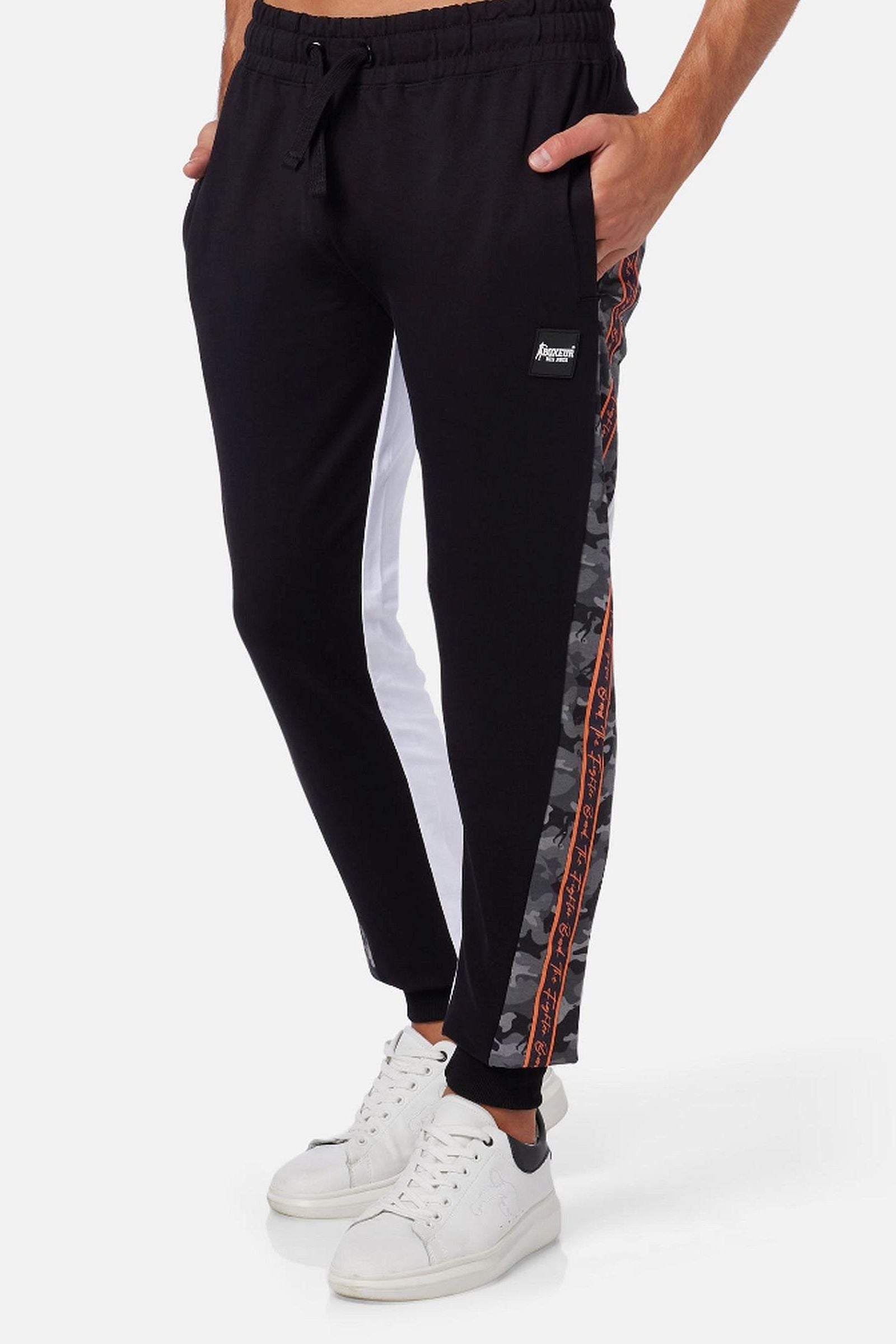 Sweatpants bicolores en noir-blanc Pantalons Boxeur des Rues   