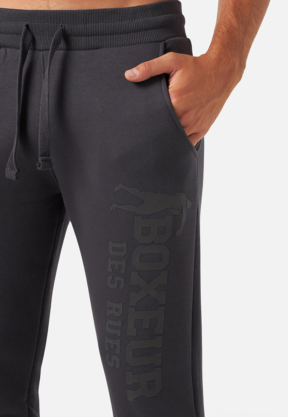 Slim Fit Sweatpant With Logo in Anthracite Pantalon Boxeur des Rues   