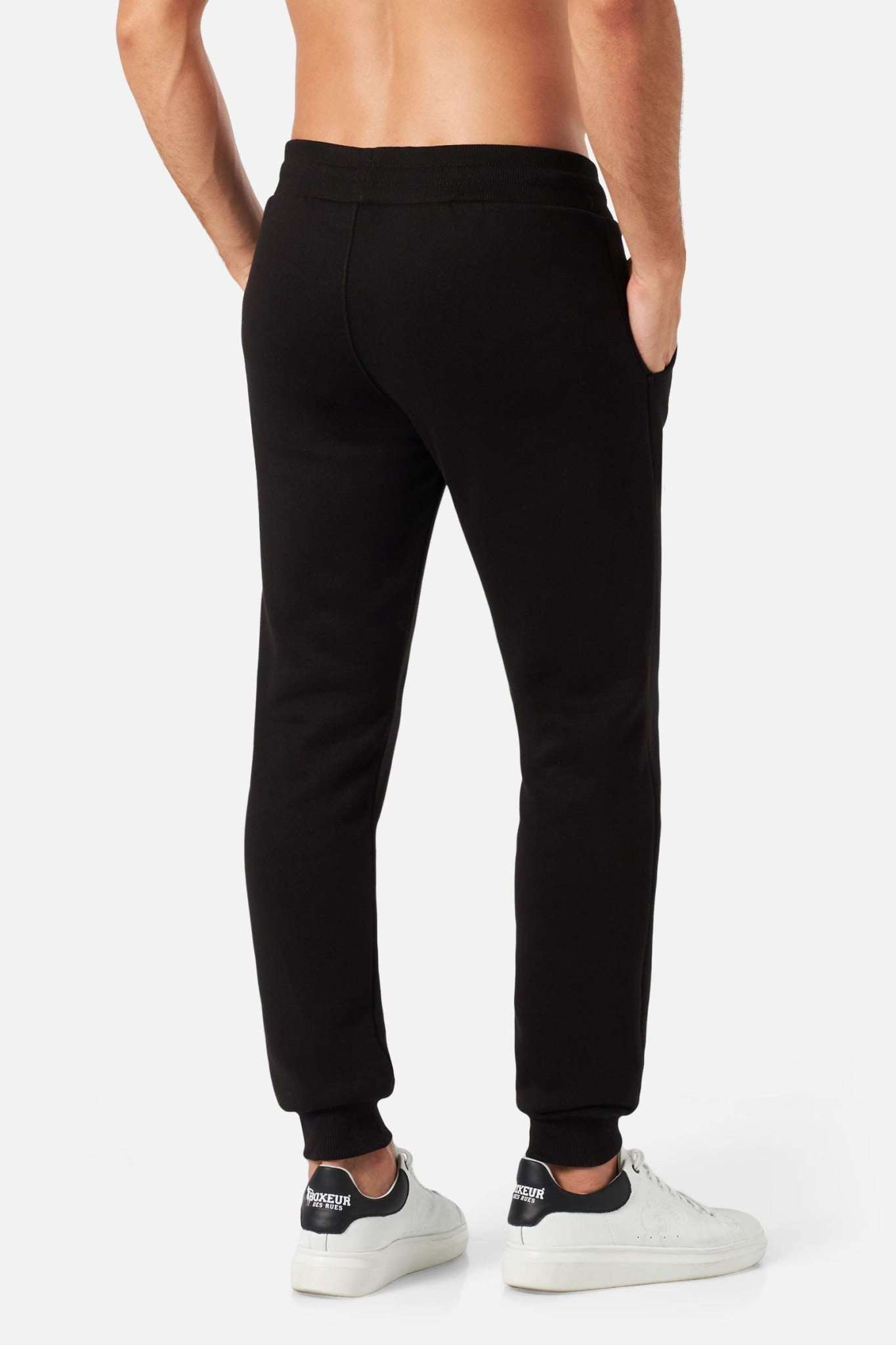 Slim Fit Sweatpant With Logo in Black-Gold Pantalon Boxeur des Rues   