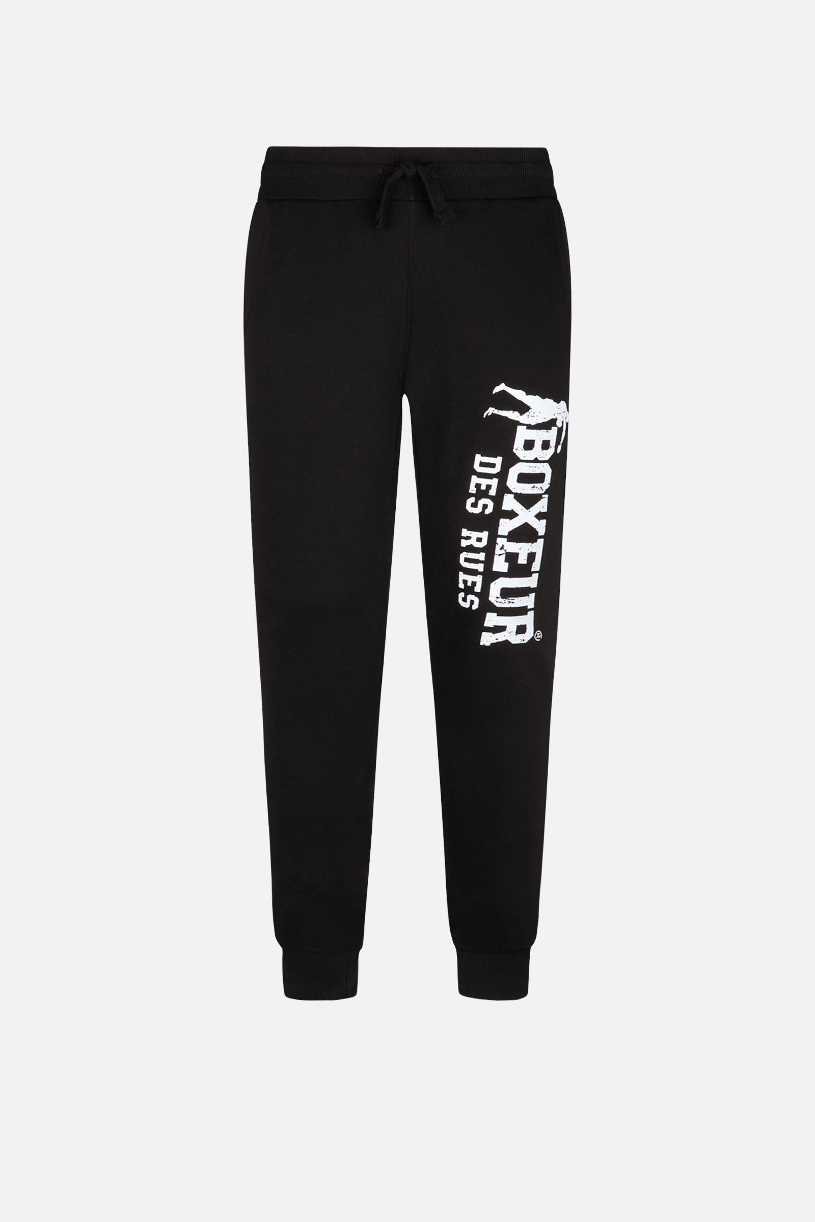 Man Long Sweatpants with Logo in Noir-Blanc Pantalon Boxeur des Rues   