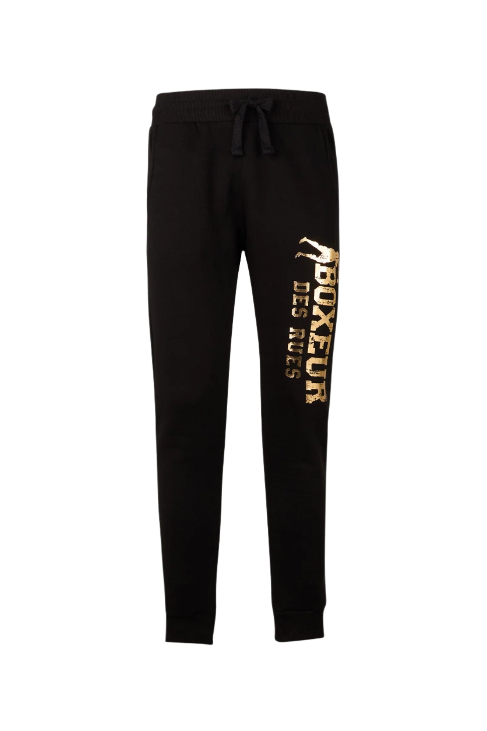 Slim Fit Sweatpant With Logo in Black-Gold Pantalon Boxeur des Rues   