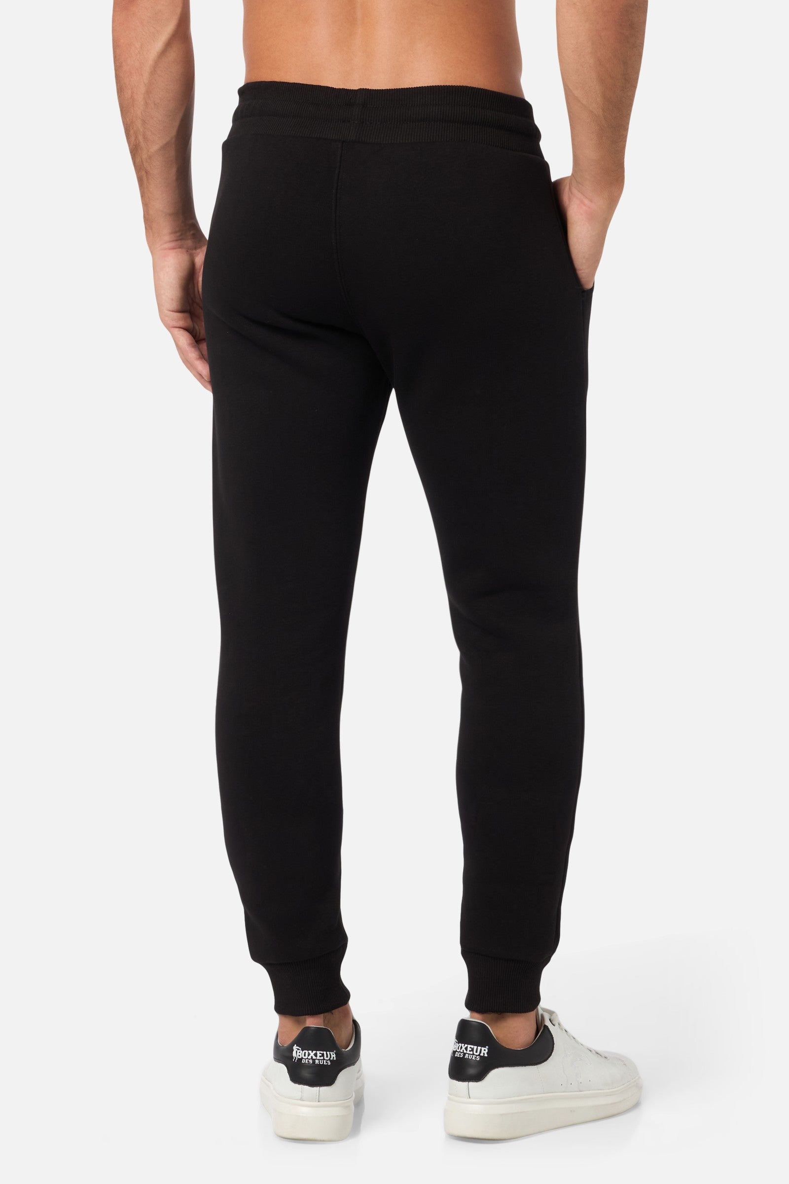 Slim Fit Sweatpant With Logo in Black-Gold Pantalon Boxeur des Rues   