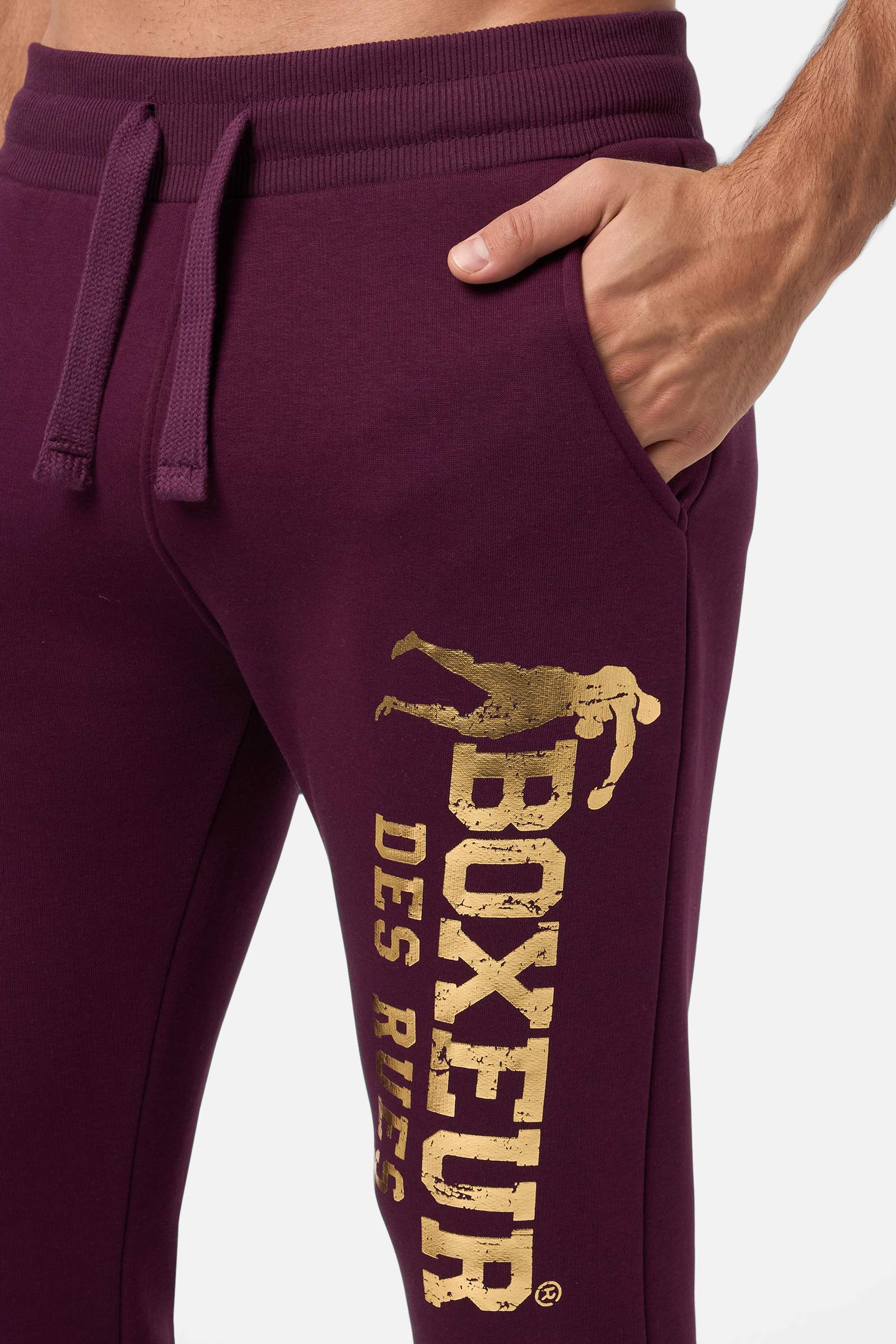 Slim Fit Sweatpant With Logo in Wine Pantalon Boxeur des Rues   