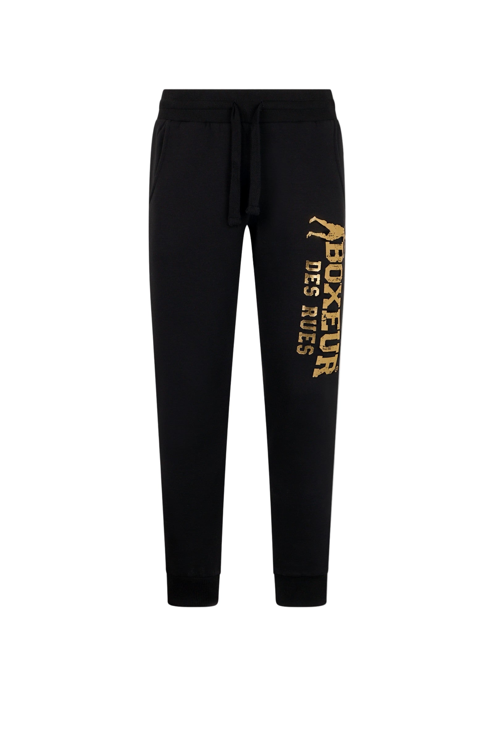 Slim Fit Sweatpant With Logo in Black-Gold Pantalon Boxeur des Rues