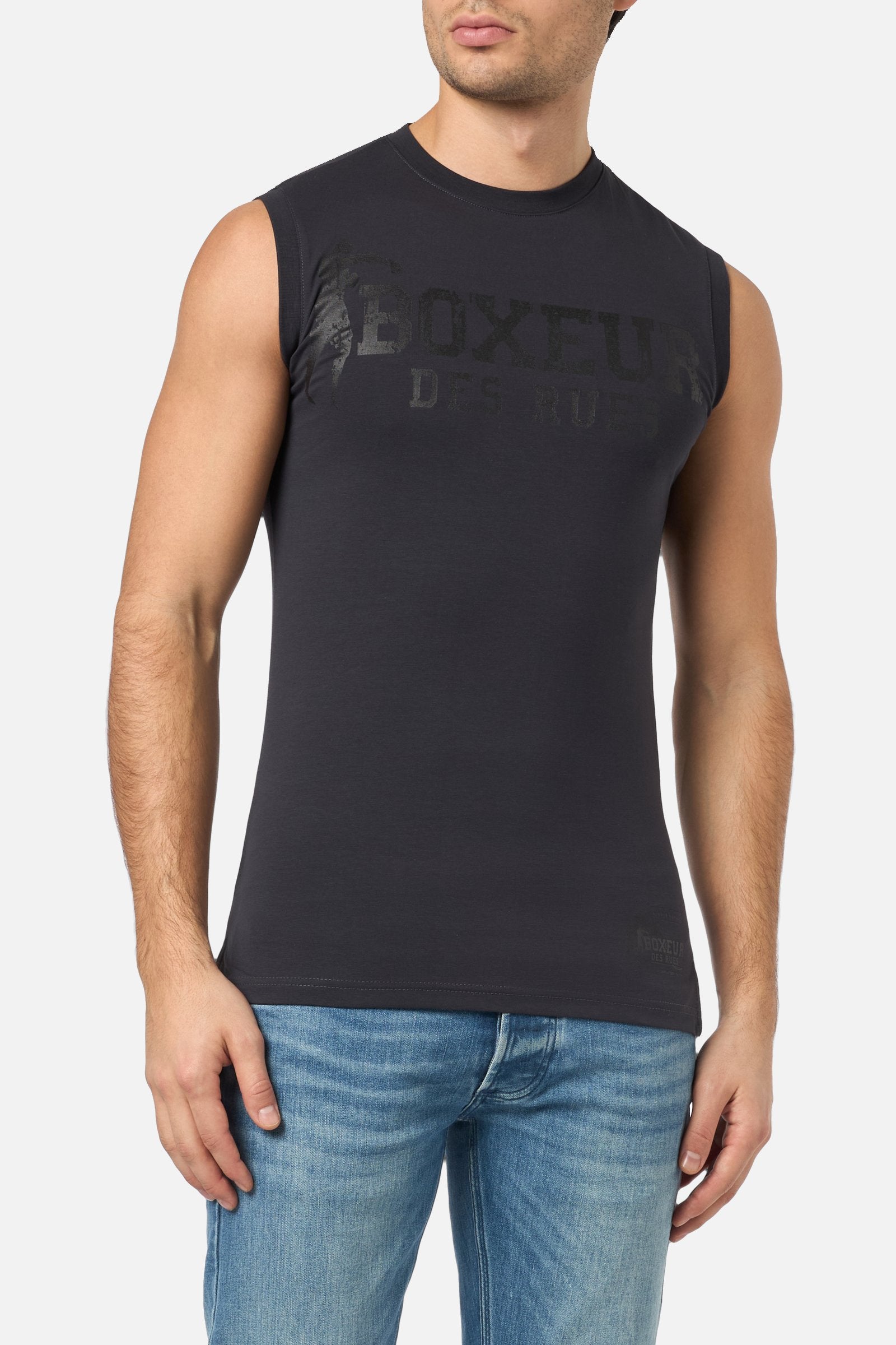 Basic Printed Tank Top in Anthracite Tops Boxeur des Rues   