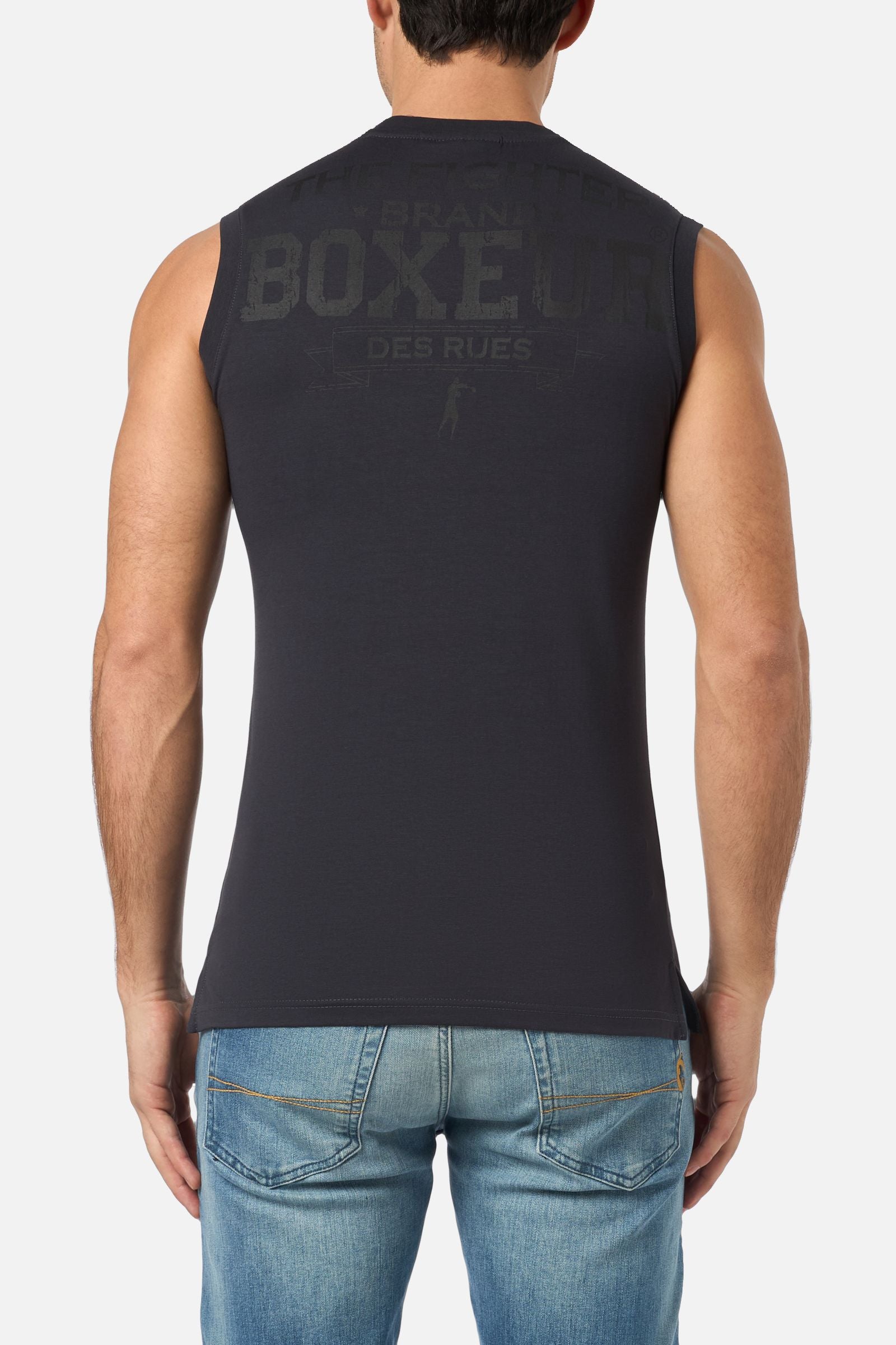 Basic Printed Tank Top in Anthracite Tops Boxeur des Rues   