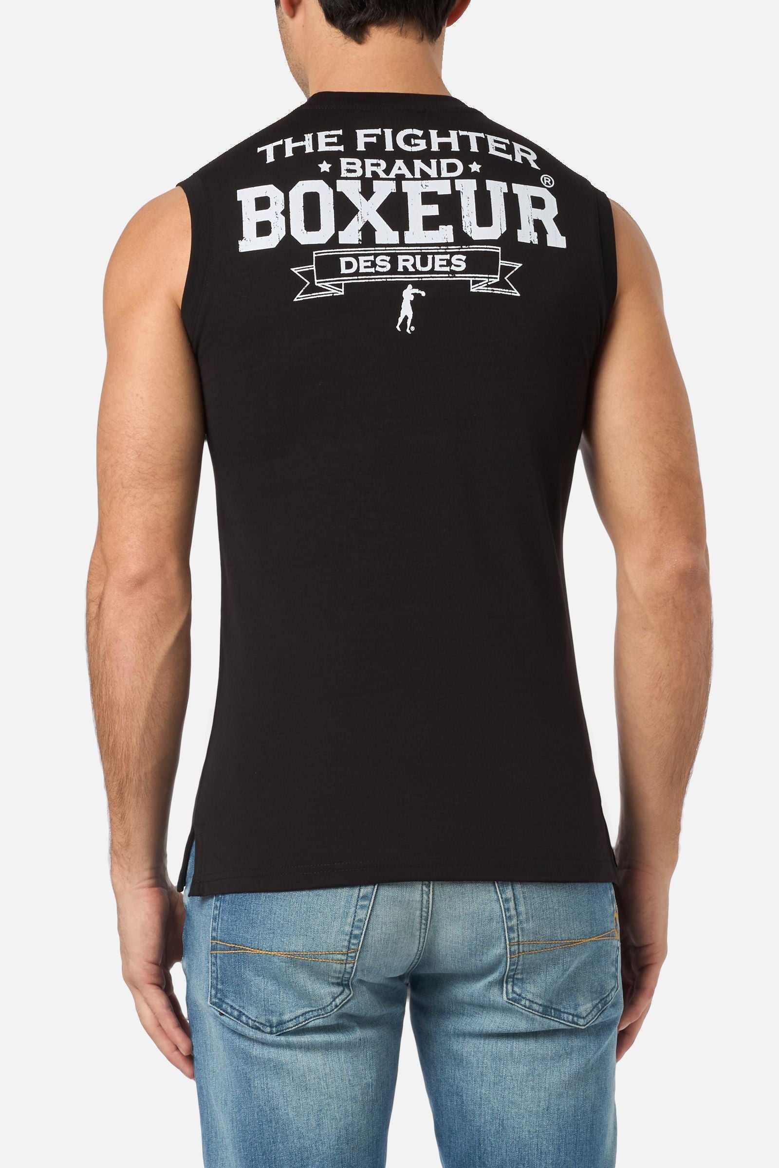 Basic Printed Tank Top en noir-blanc Débardeurs Boxeur des Rues   