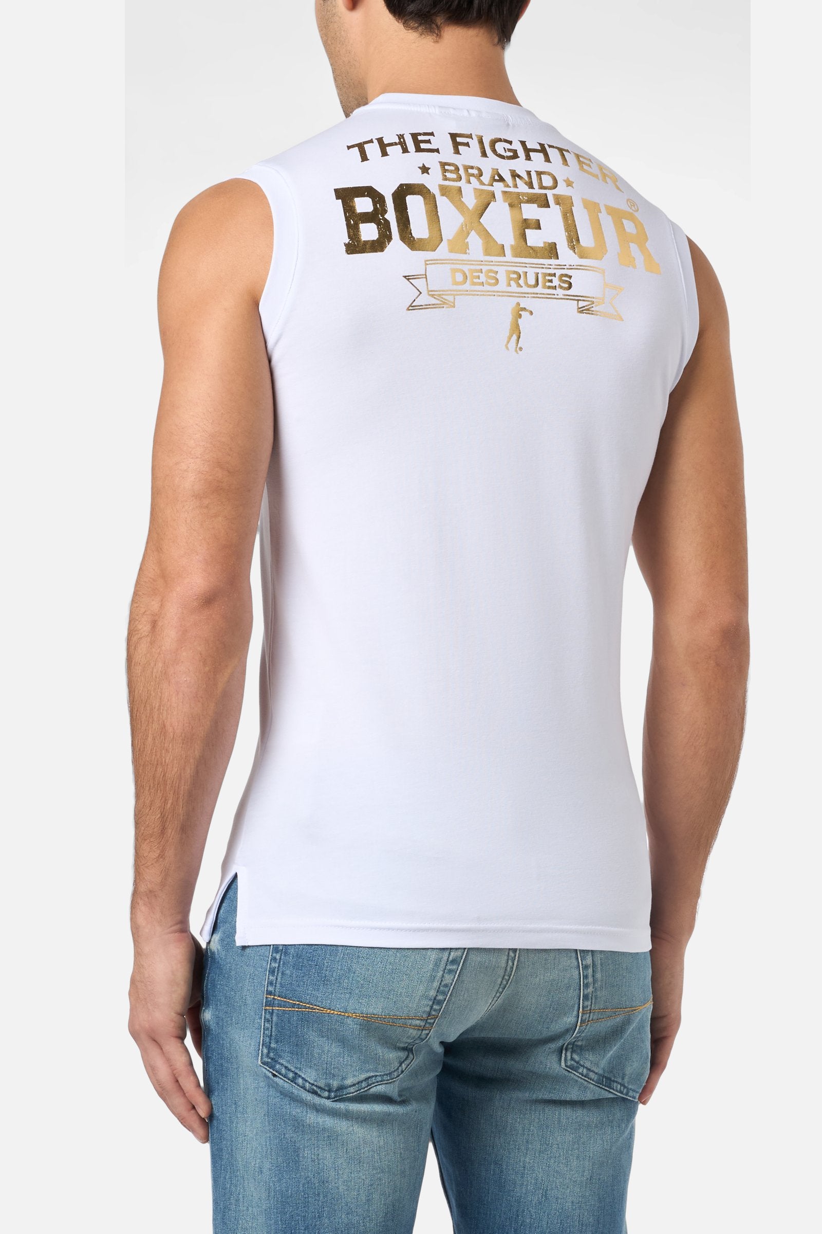 Basic Printed Tank Top en blanc-or Tops Boxeur des Rues   