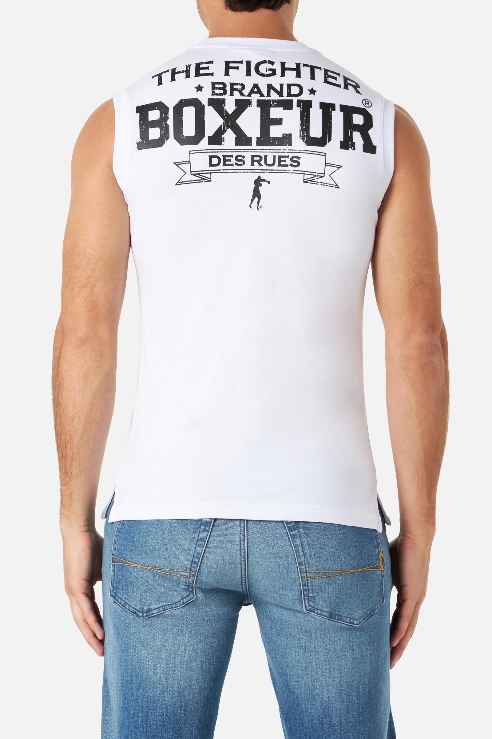 Débardeur basique imprimé blanc-noir T-shirts Boxeur des Rues