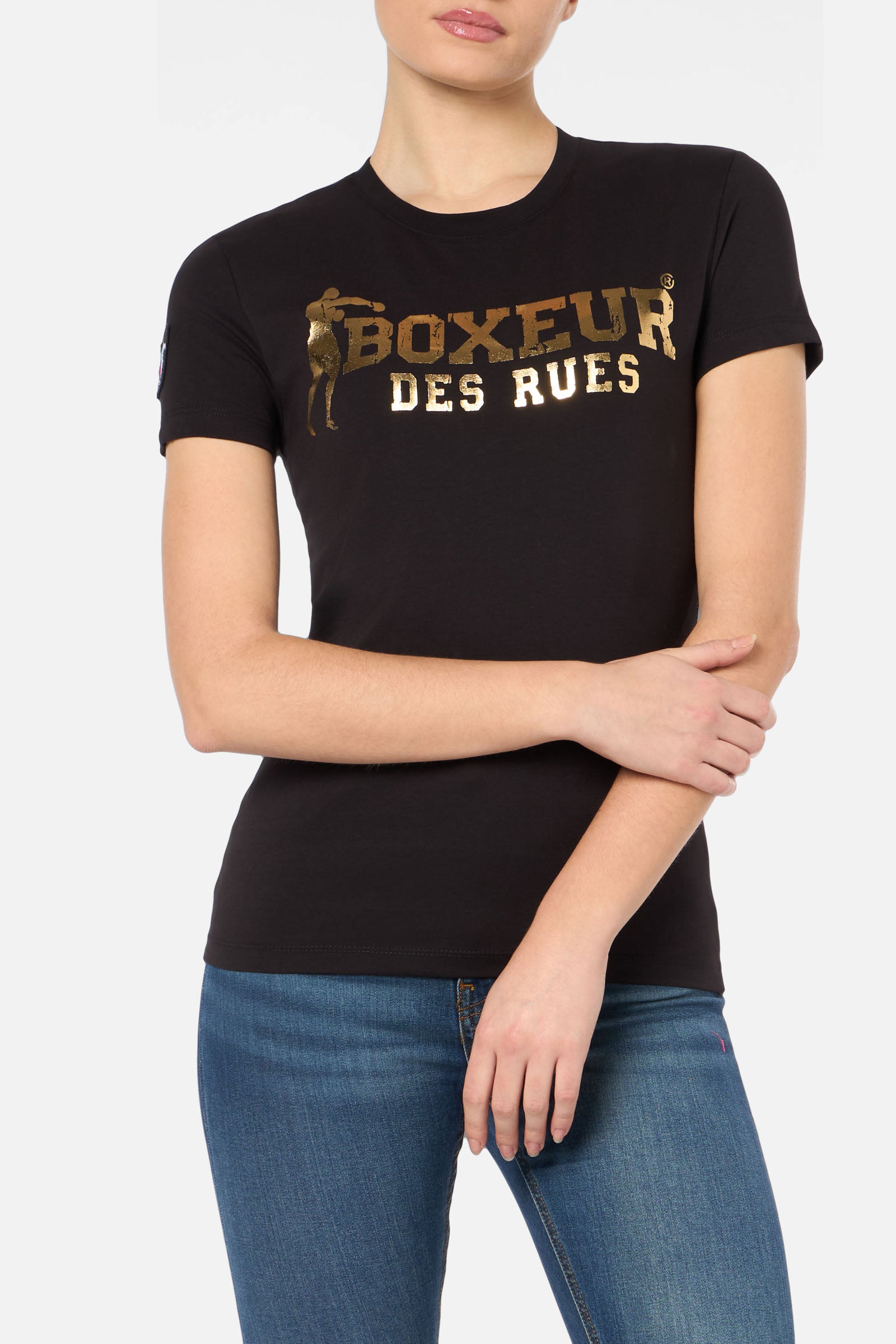 T-shirts Iconic Logo Tee en noir et or Boxeur des Rues   