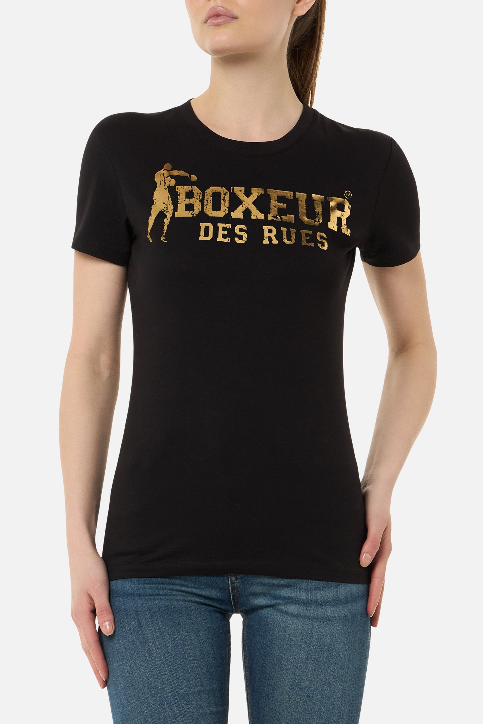 T-shirt Iconic Logo en noir et or