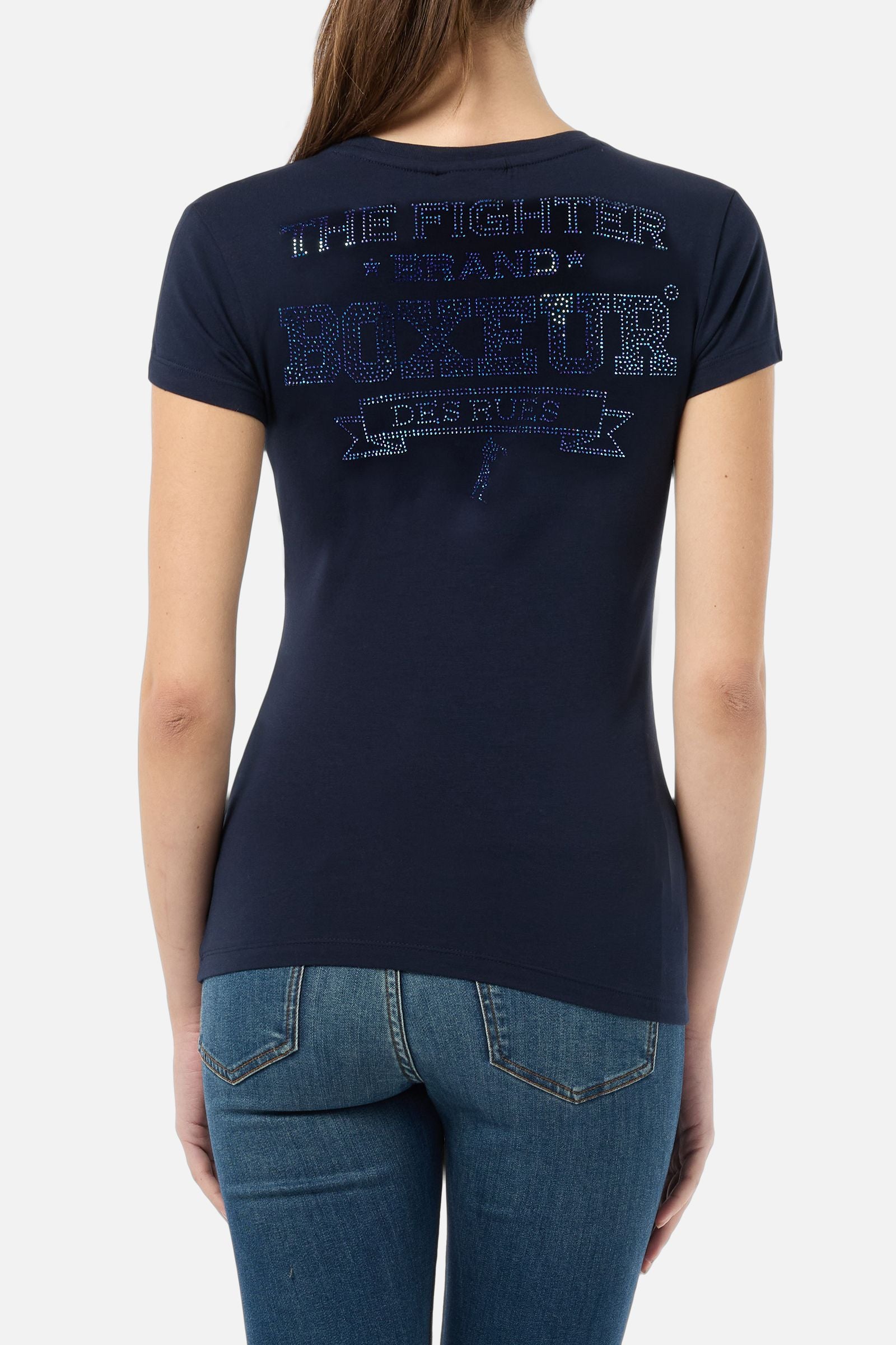 T-shirt Rhinestone Logo en Midnight
