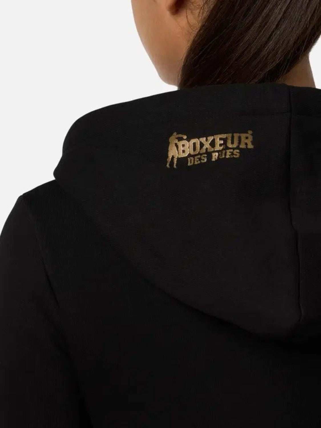 Basic Logo Full Zip Sweatshirt en noir et or Sweatshirts Boxeur des Rues