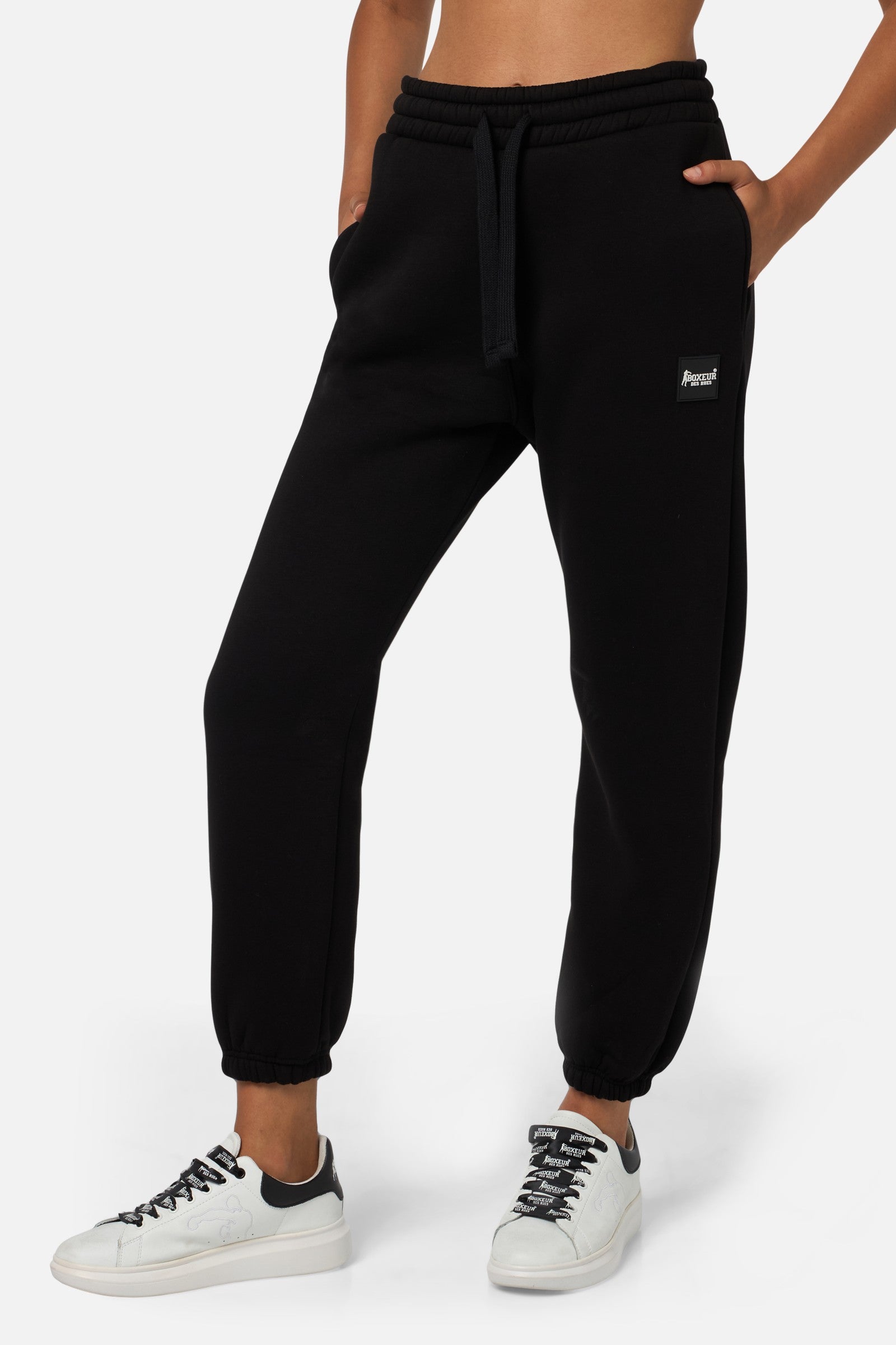 Basic Sweatpants Rhinestone dans Black-Gold Pantalons Boxeur des Rues   