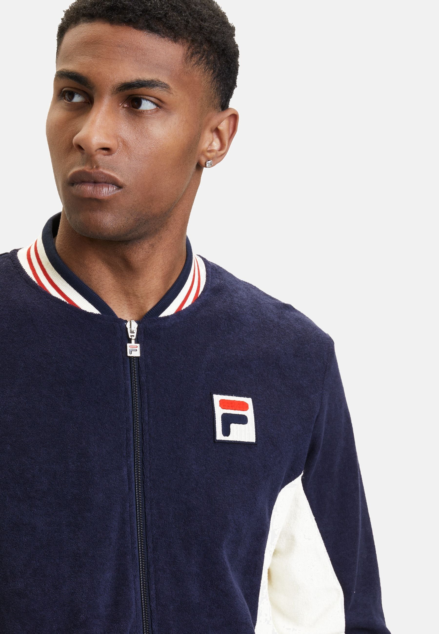 Laredo Towelling Track Jacket in Black Iris Antique White Vestes Fila   