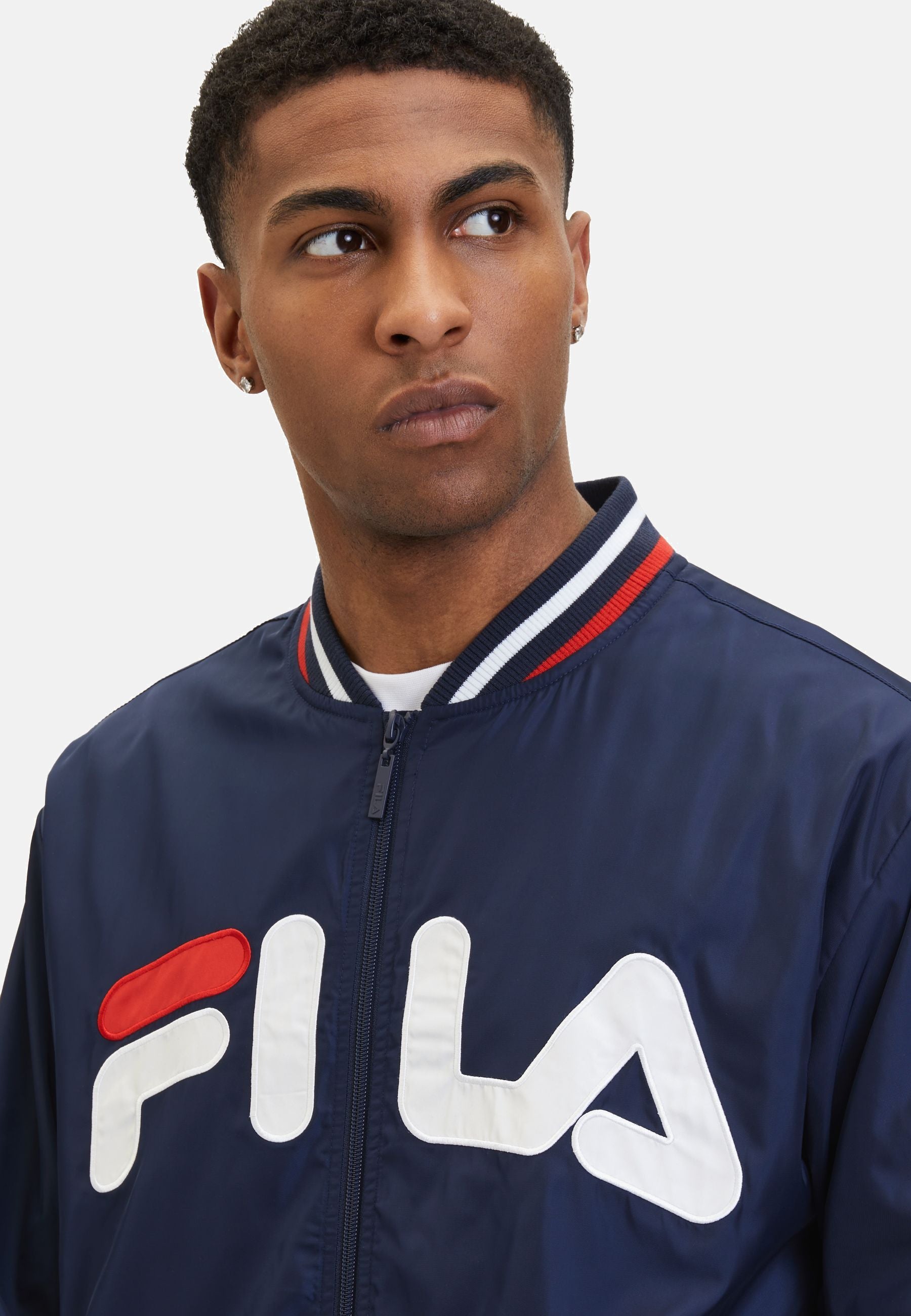 Logrono Logo Bomber Jacket in Black Iris Vestes Fila   