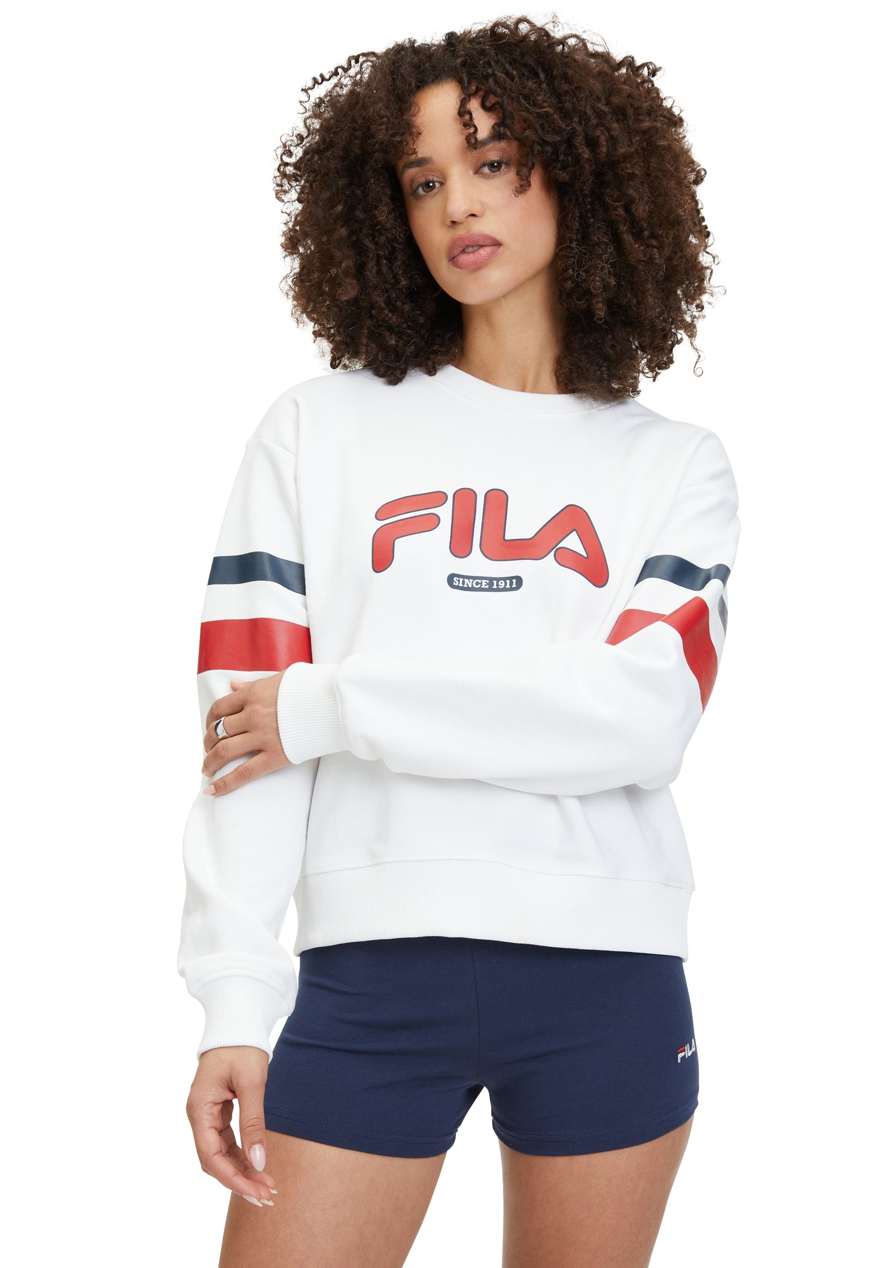 Latur Graphic Crew Sweat in Bright White Sweatshirts Fila   