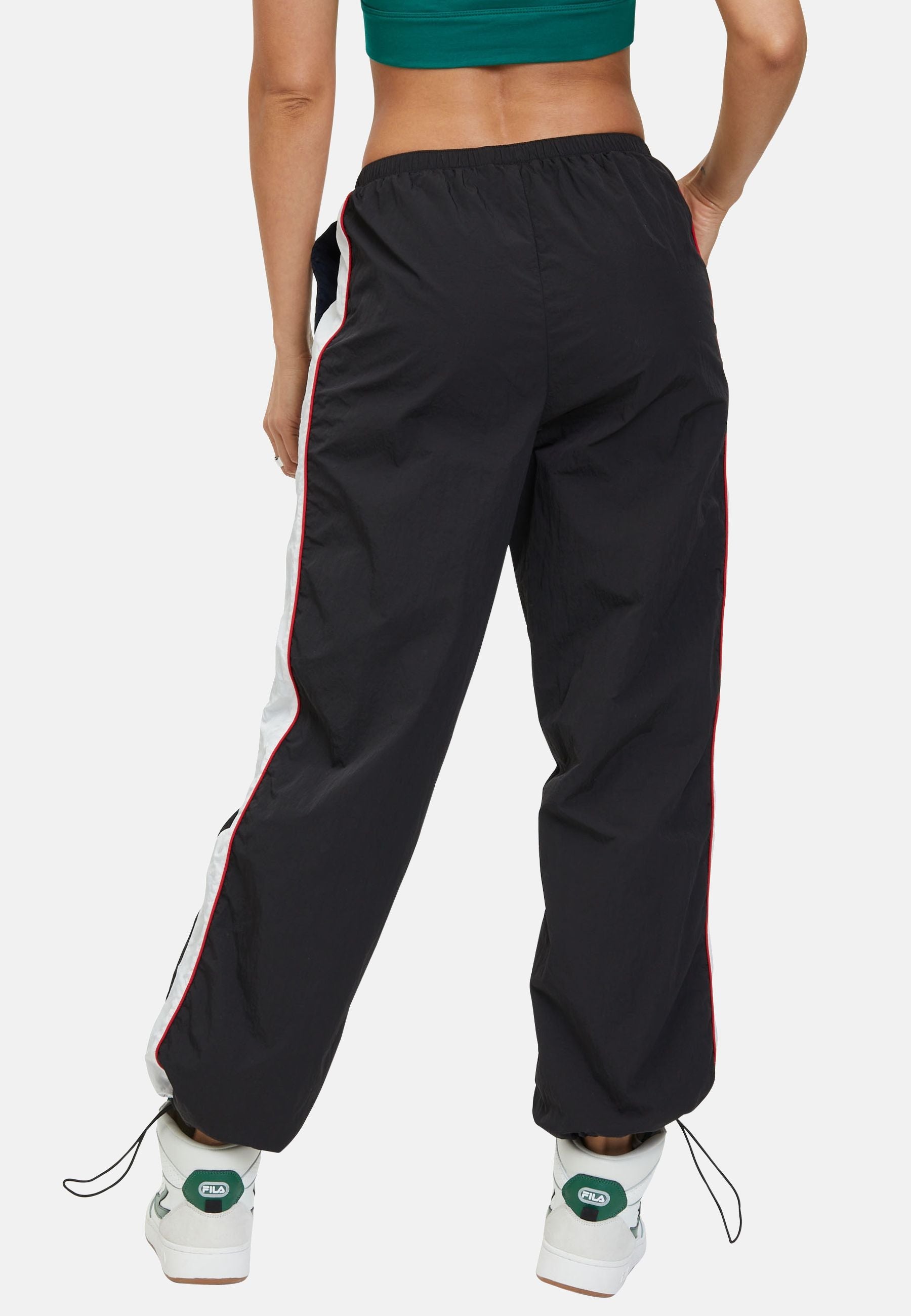 Lages Oversized Track Pants in Black Bright White Pantalons Fila   