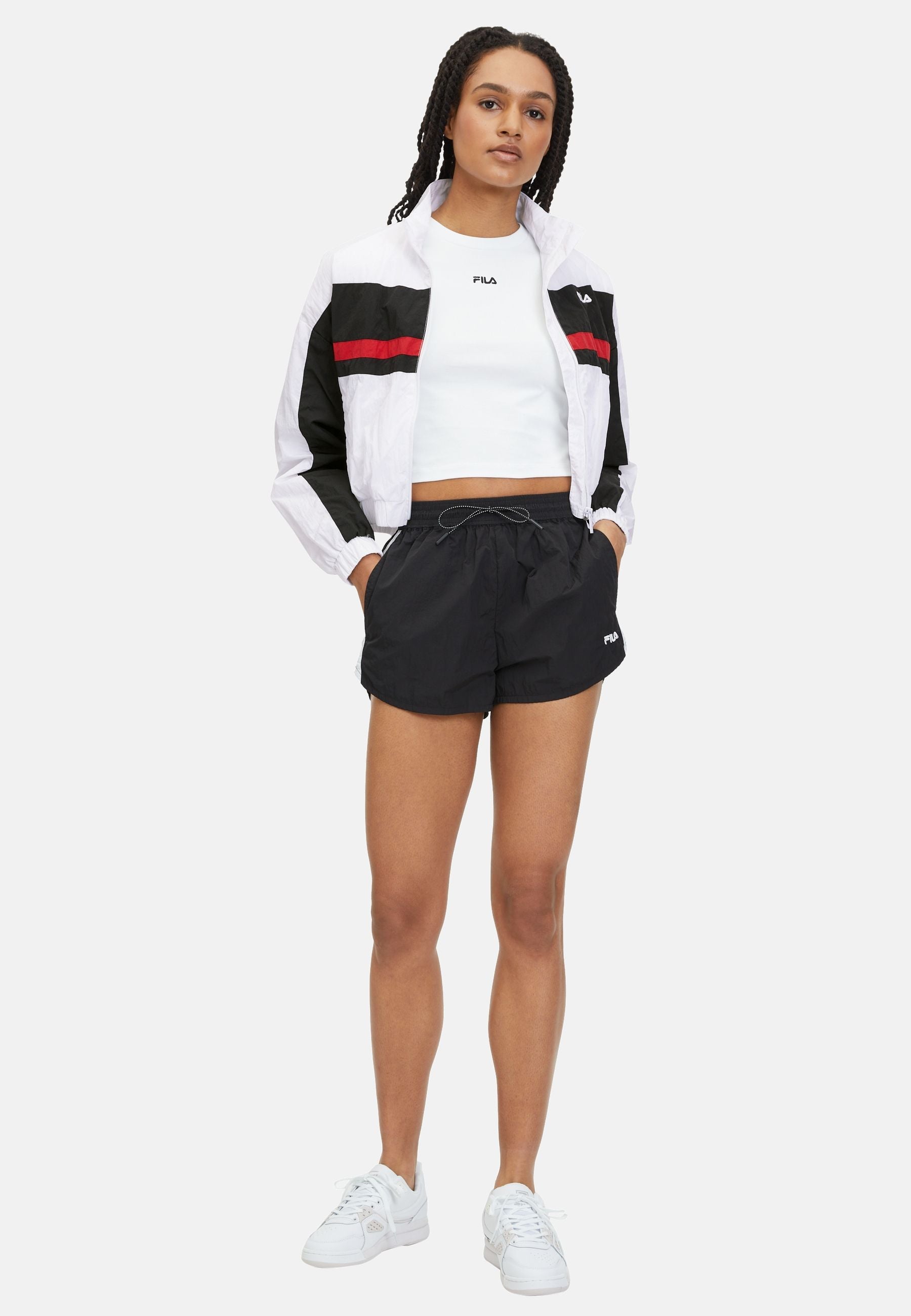 Veste Lubu Cropped Track in Bright White Black Vestes Fila   