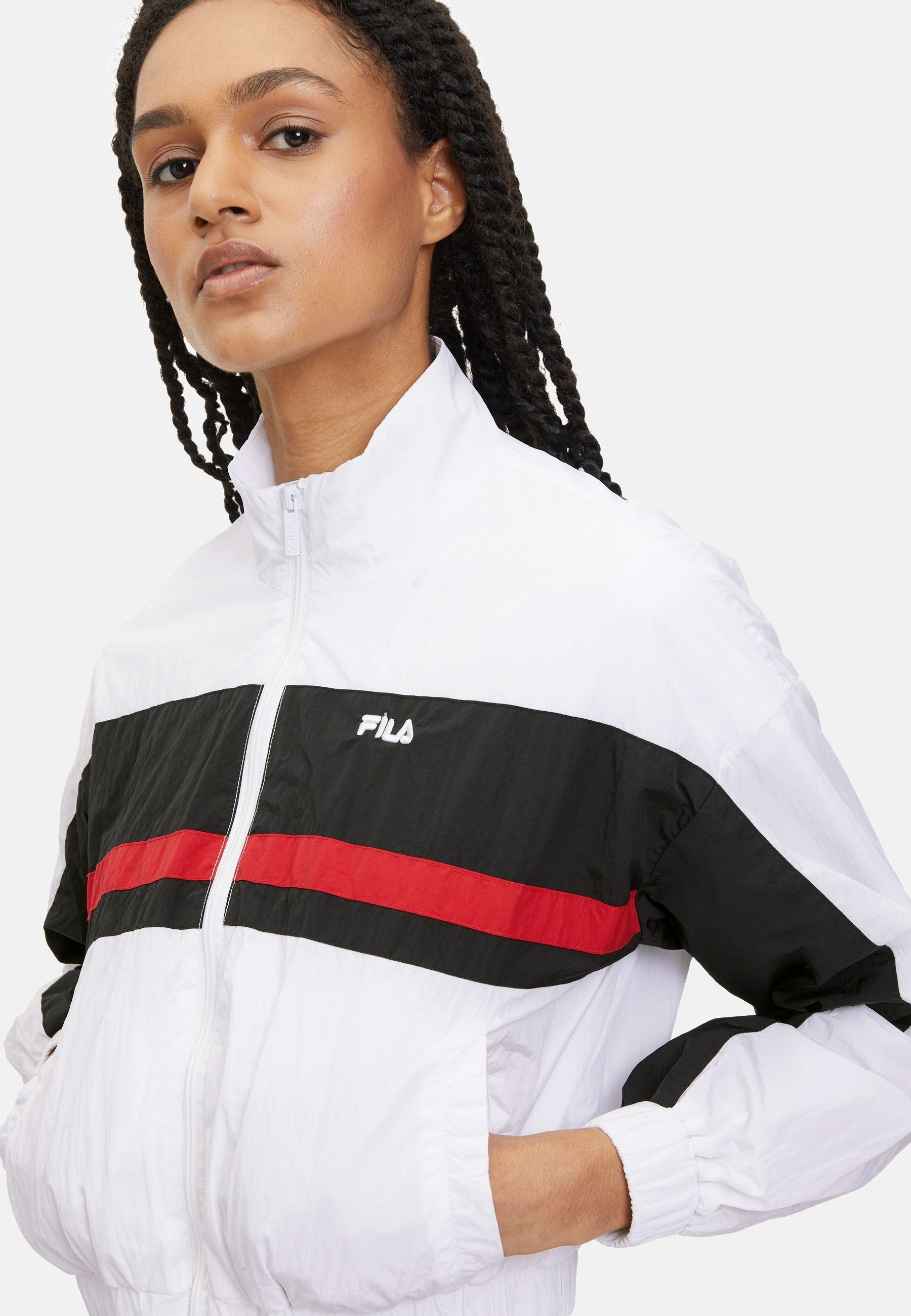 Veste Lubu Cropped Track in Bright White Black Vestes Fila   