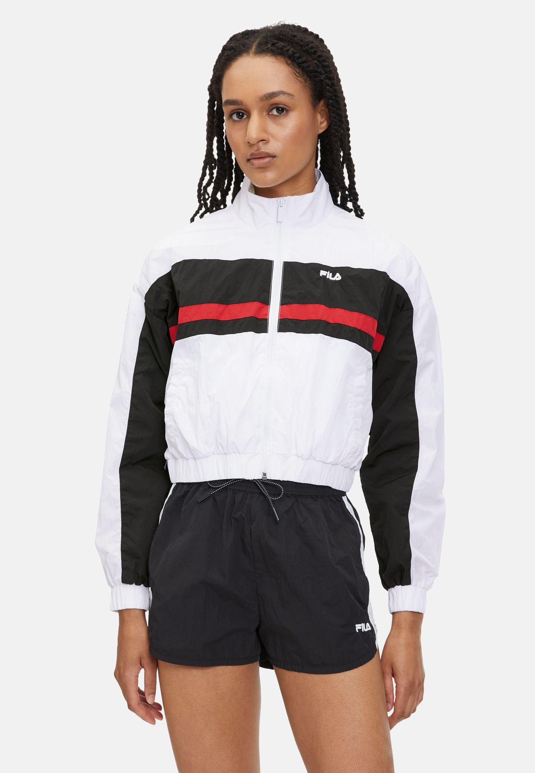 Veste Lubu Cropped Track in Bright White Black Vestes Fila   