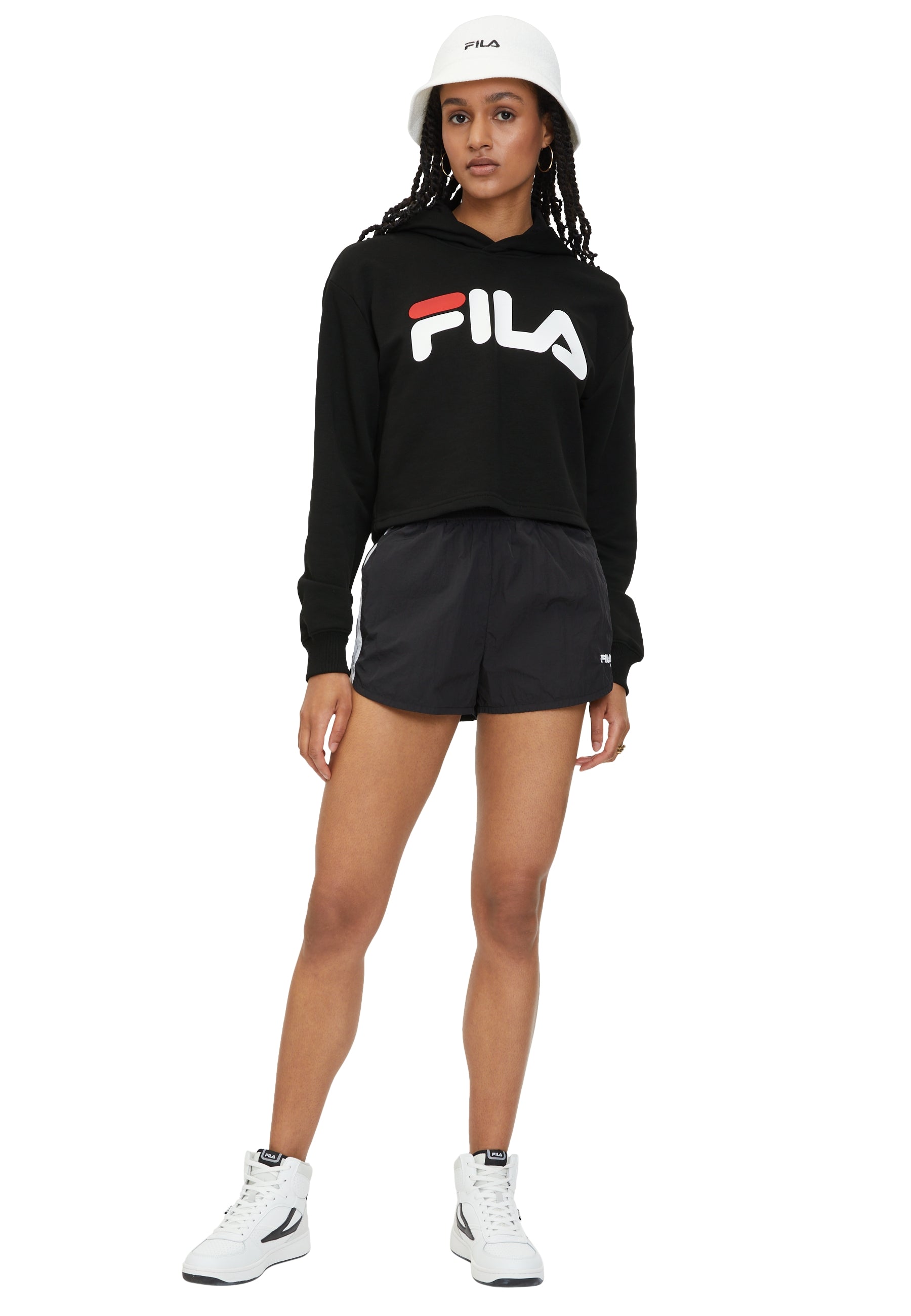 Lafia Cropped Logo Hoody in Black Sweatshirts Fila   