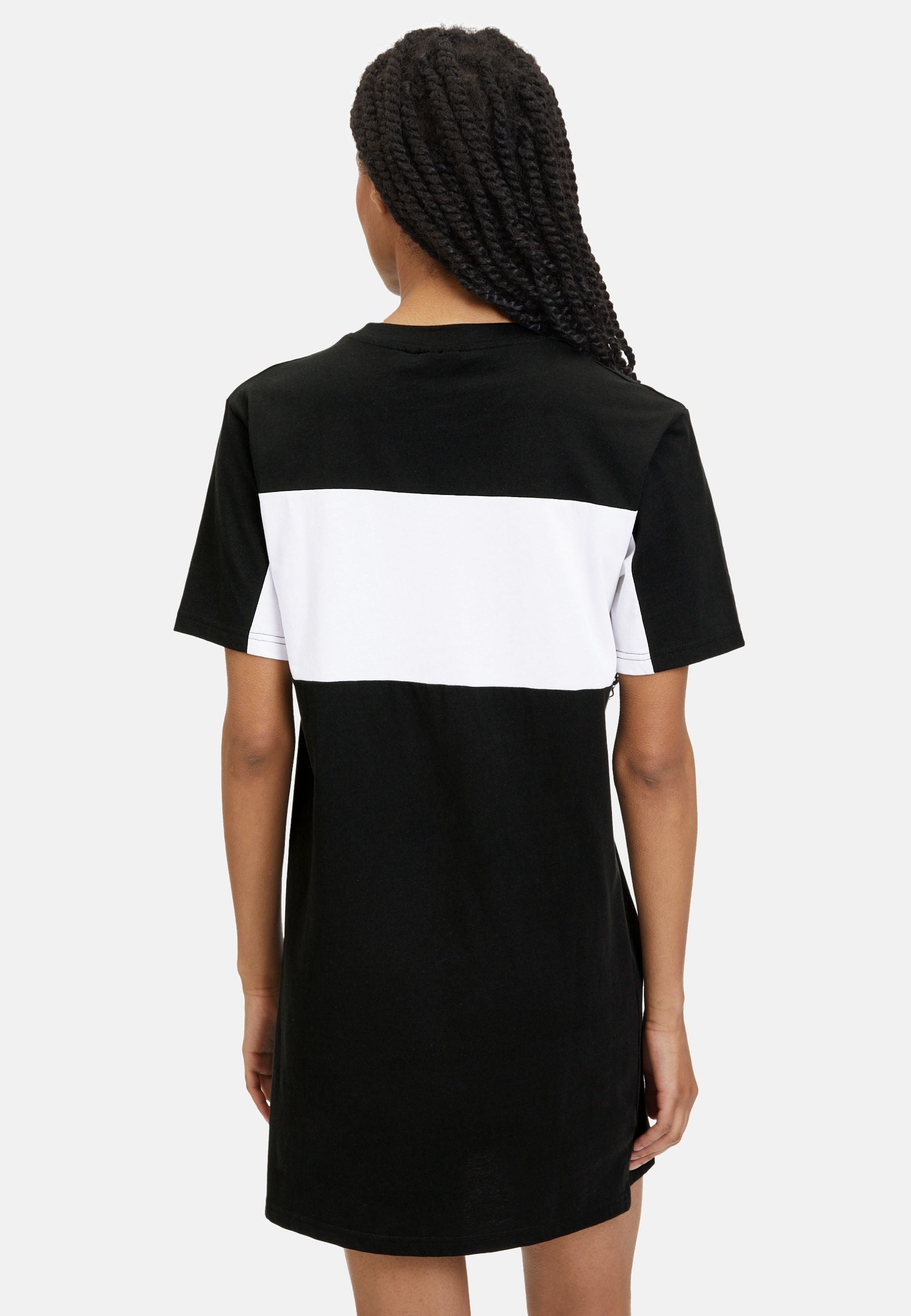 Lishui Blocked Tee Dress in Black Bright White Robes Fila   