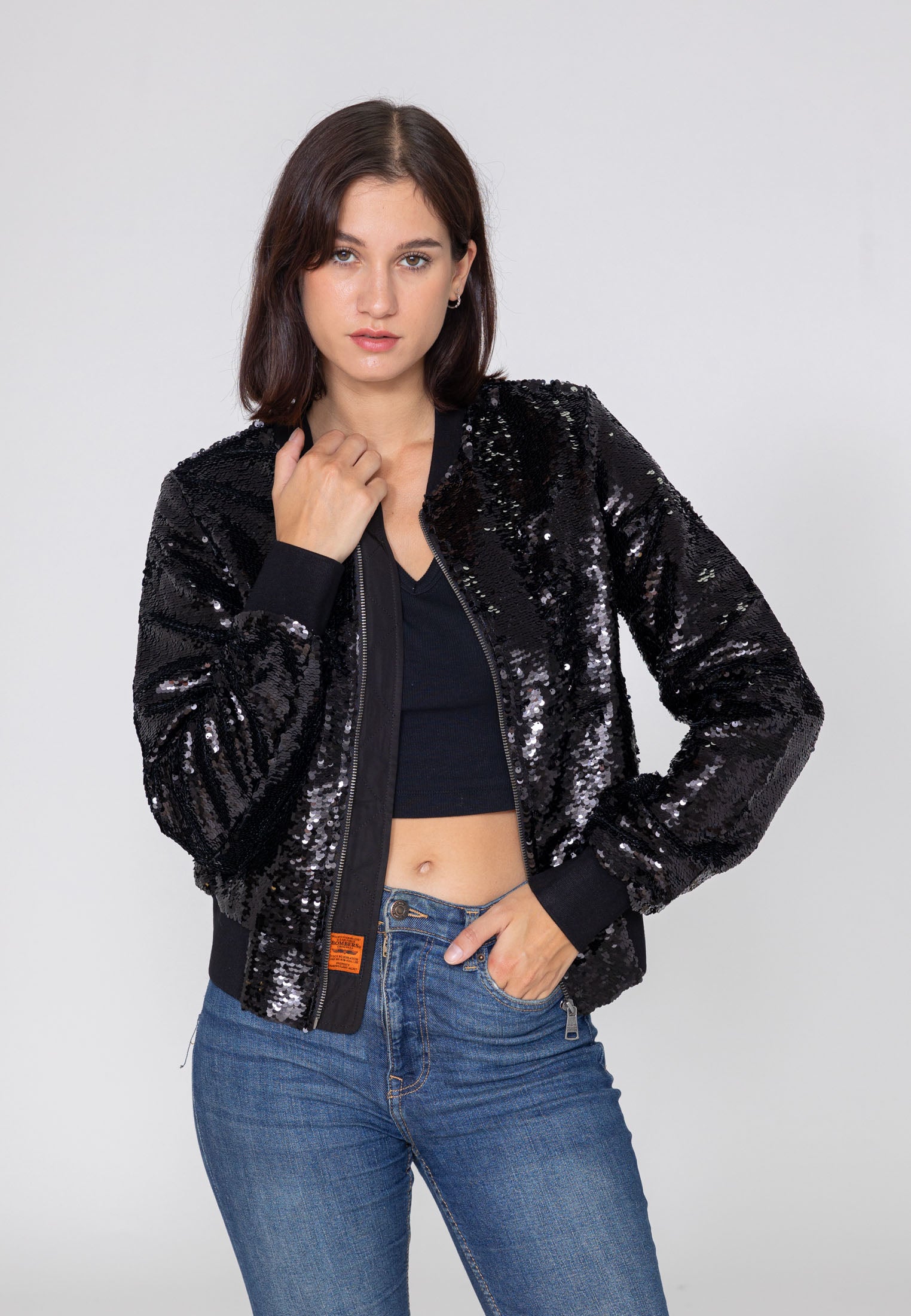 Veste bomber Glitter W dans Black Vestes Bombers Original   