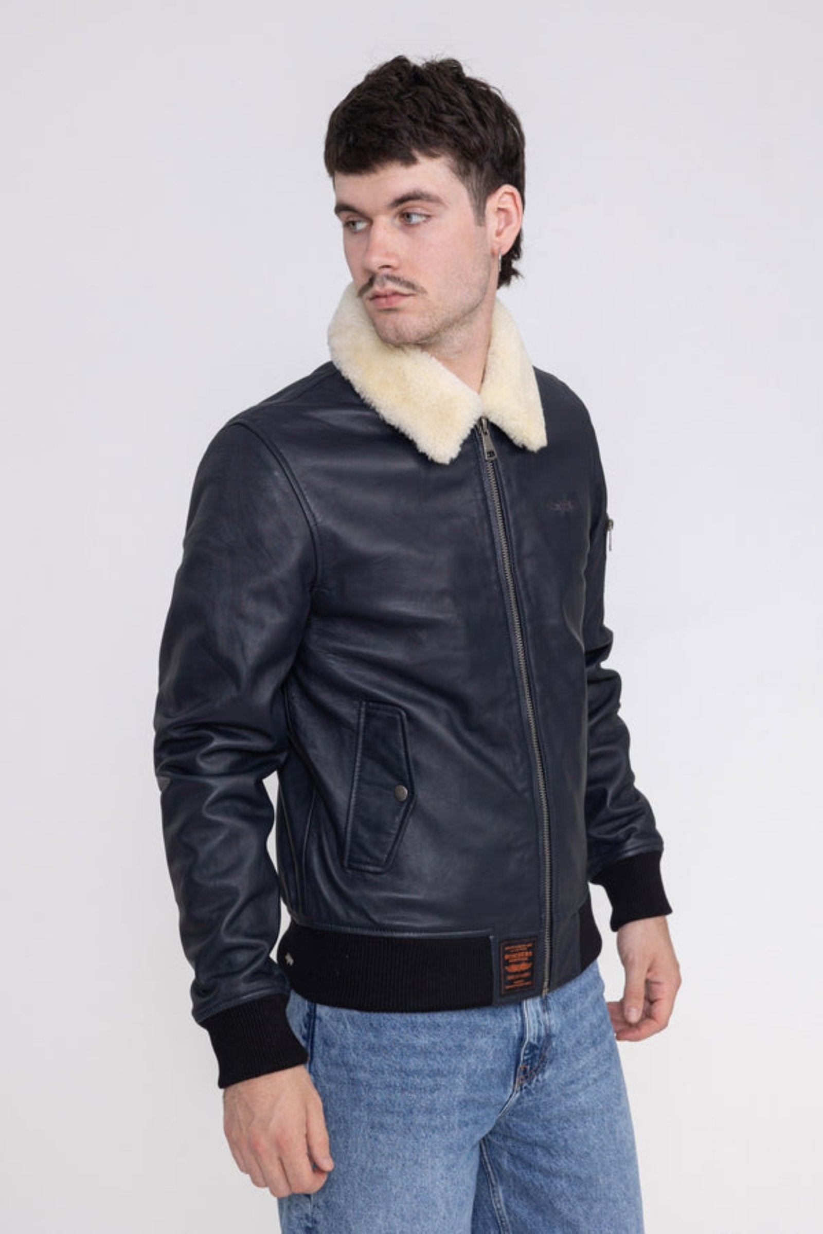 Veste en cuir Iceman M à Black Vestes Bombers Original   