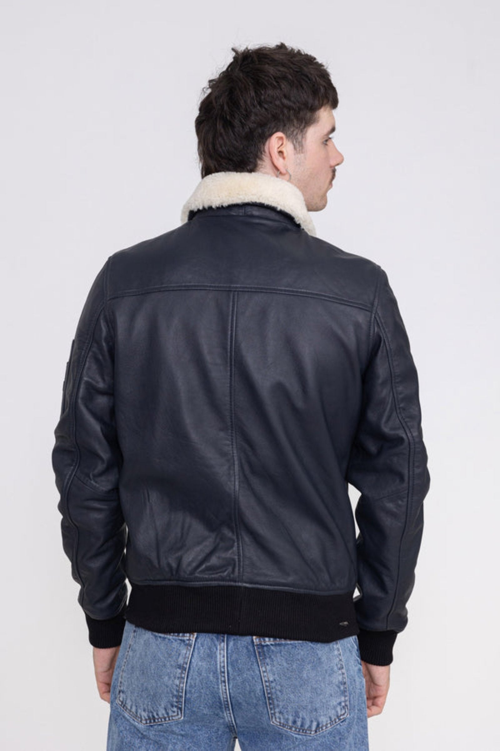 Veste en cuir Iceman M à Black Vestes Bombers Original   